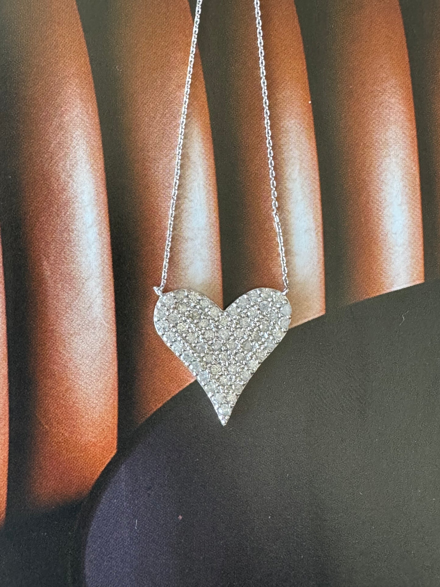 Large Diamond Heart Pendant Necklace