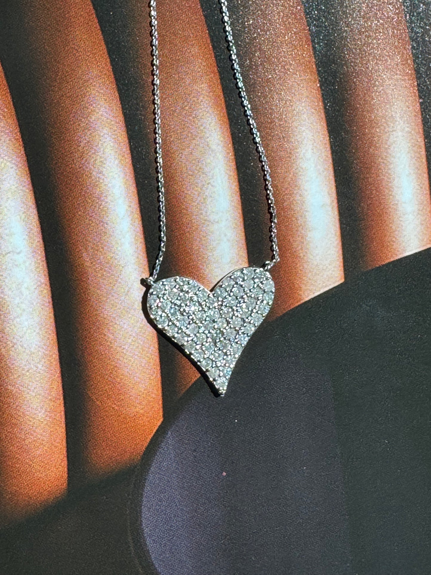 Large Diamond Heart Pendant Necklace