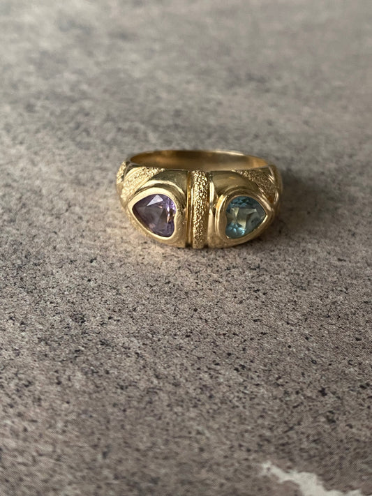 Double Heart Gemstone Ring