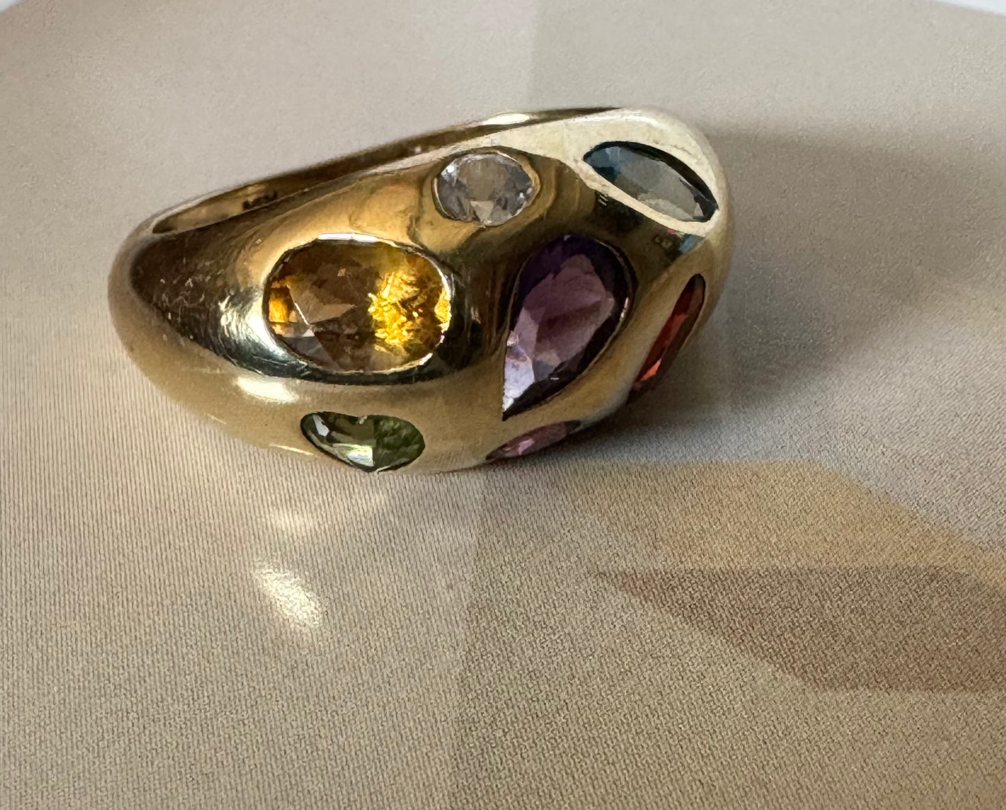 Multi Gemstone Dome Ring