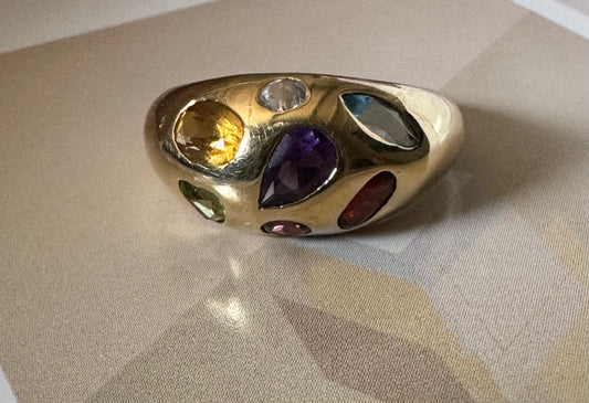 Multi Gemstone Dome Ring
