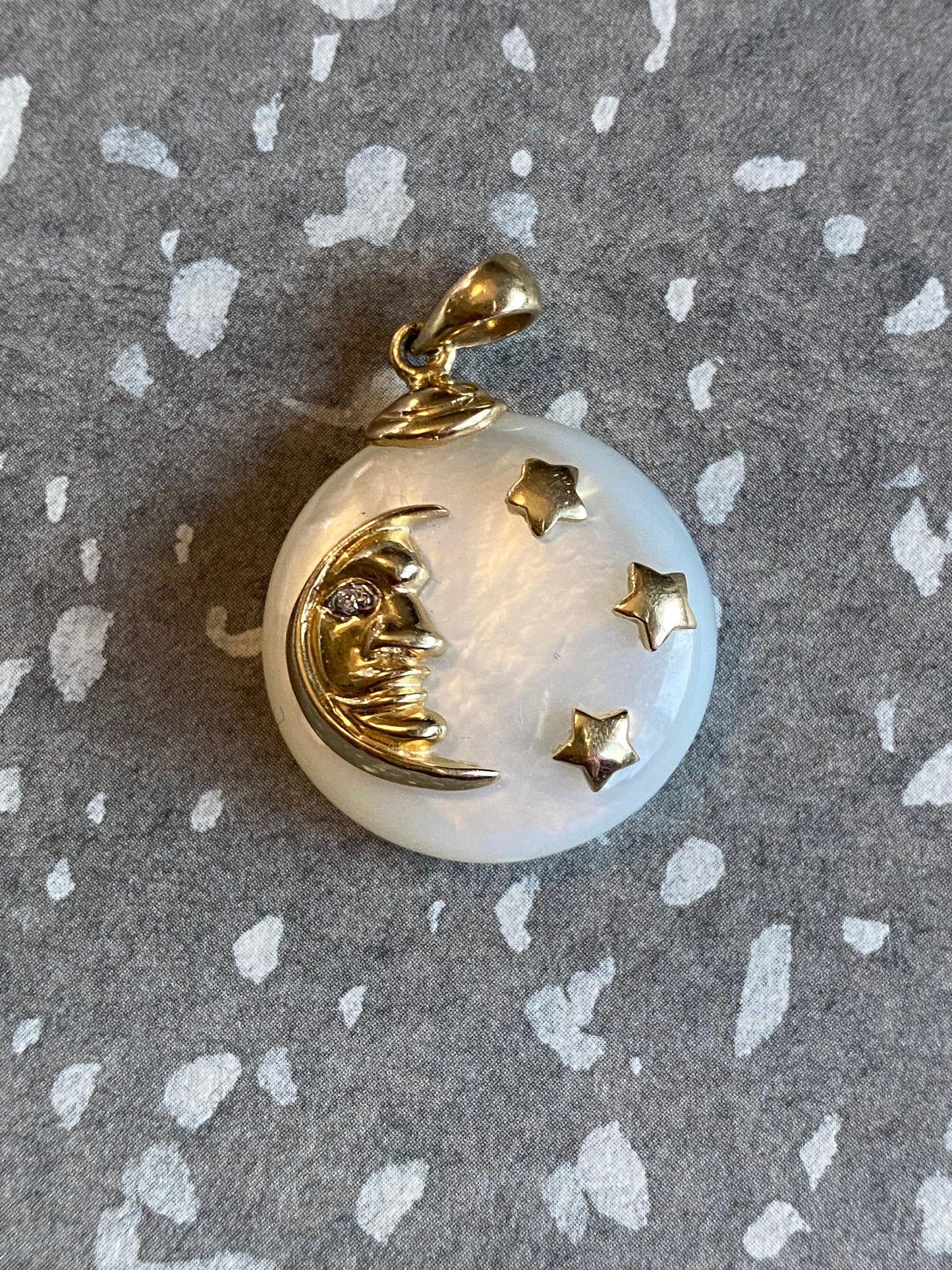 14k Mother of Pearl Man in the Moon Charm