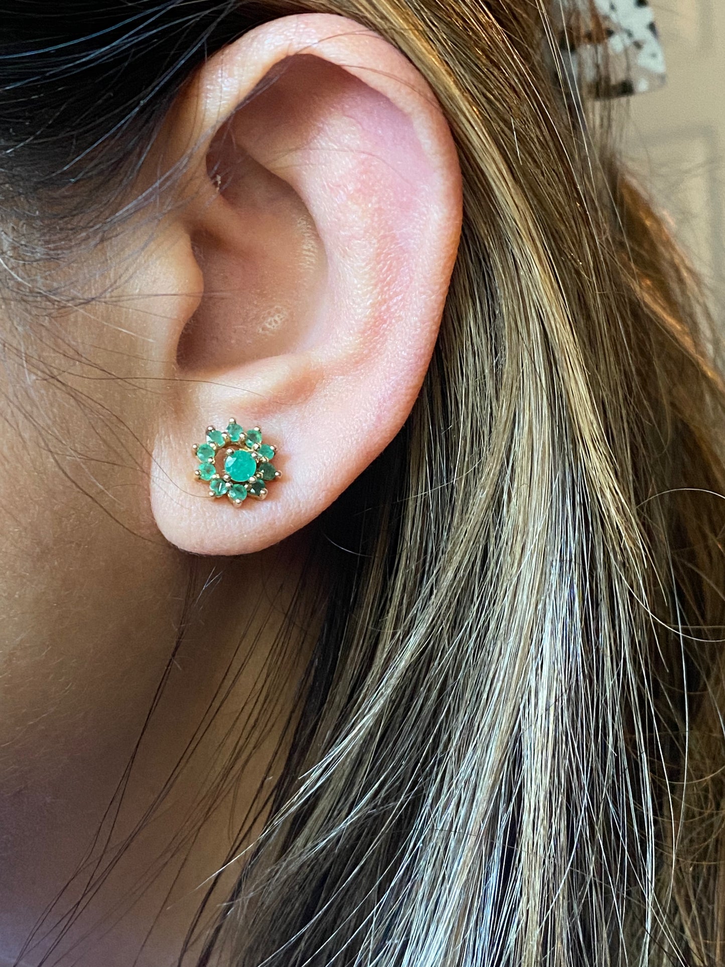 Emerald Halo Earrings