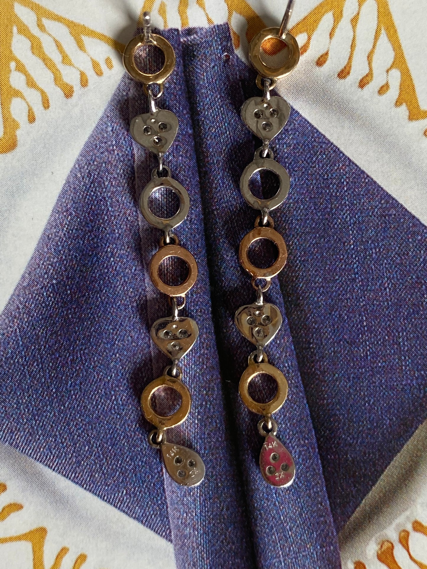 Tricolor Diamond Dangling Earrings