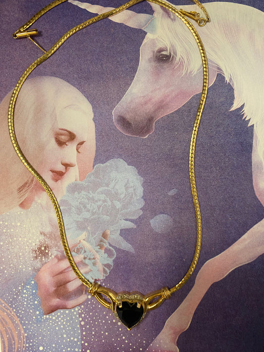 14k Heart Sapphire & Diamond Necklace