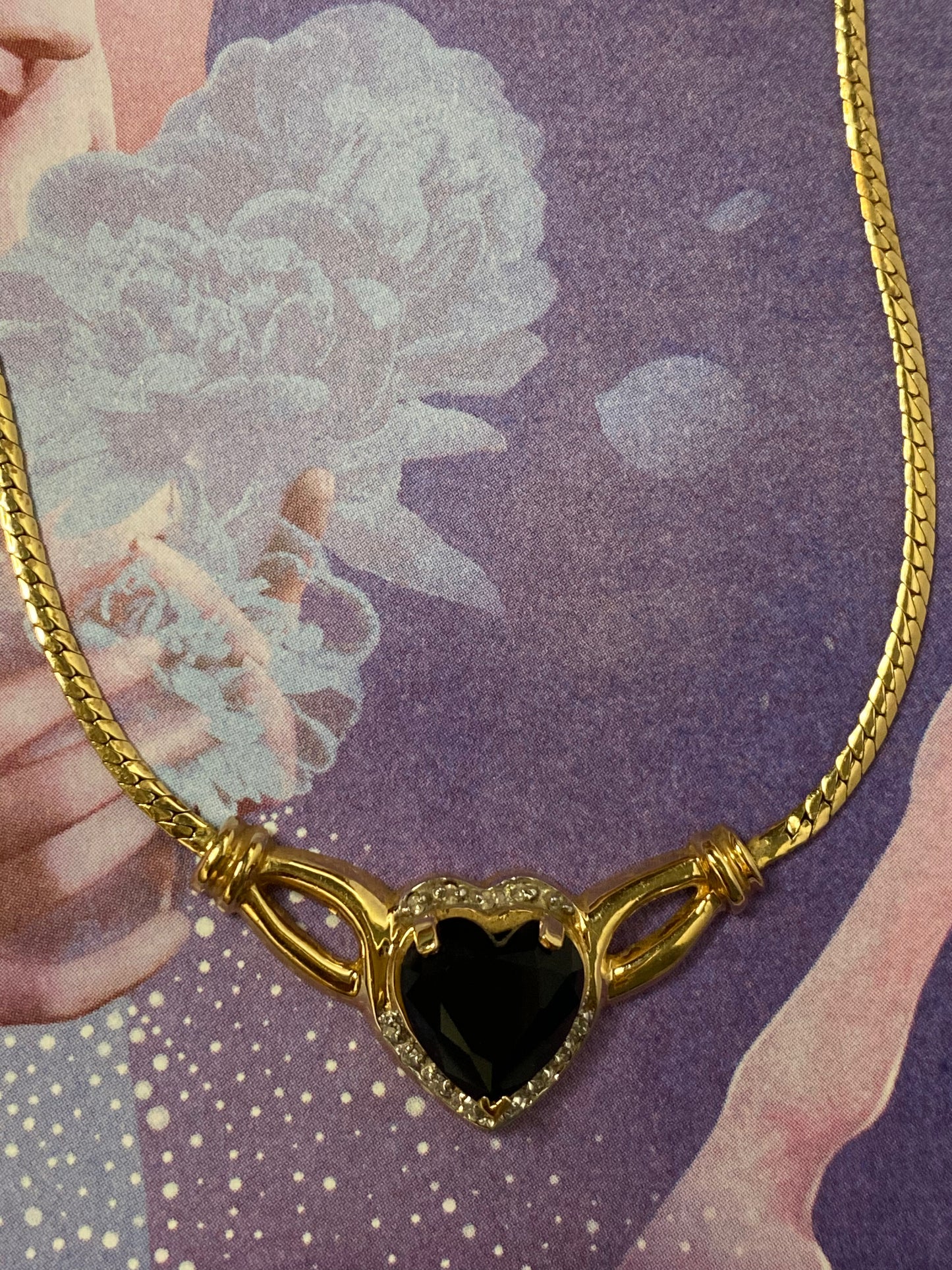 14k Heart Sapphire & Diamond Necklace