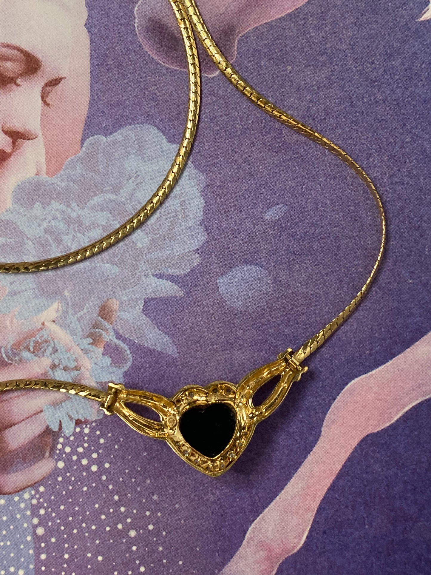 14k Heart Sapphire & Diamond Necklace