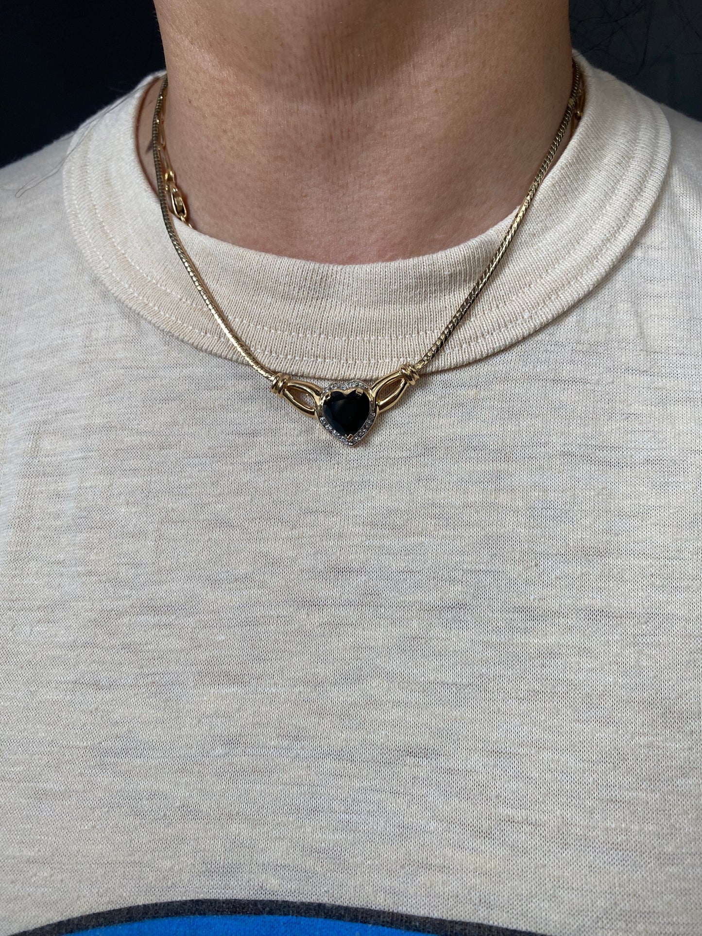 14k Heart Sapphire & Diamond Necklace