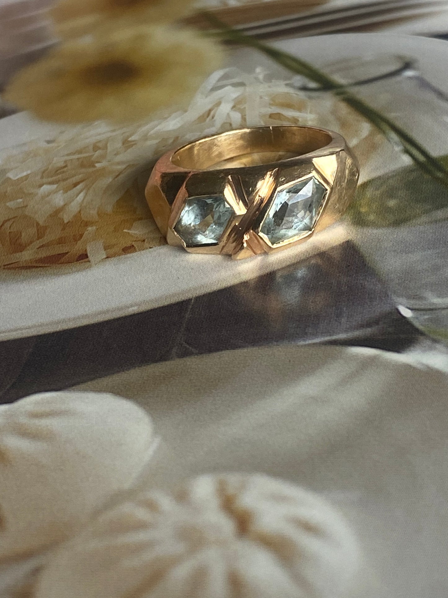 Double Aquamarine Ring
