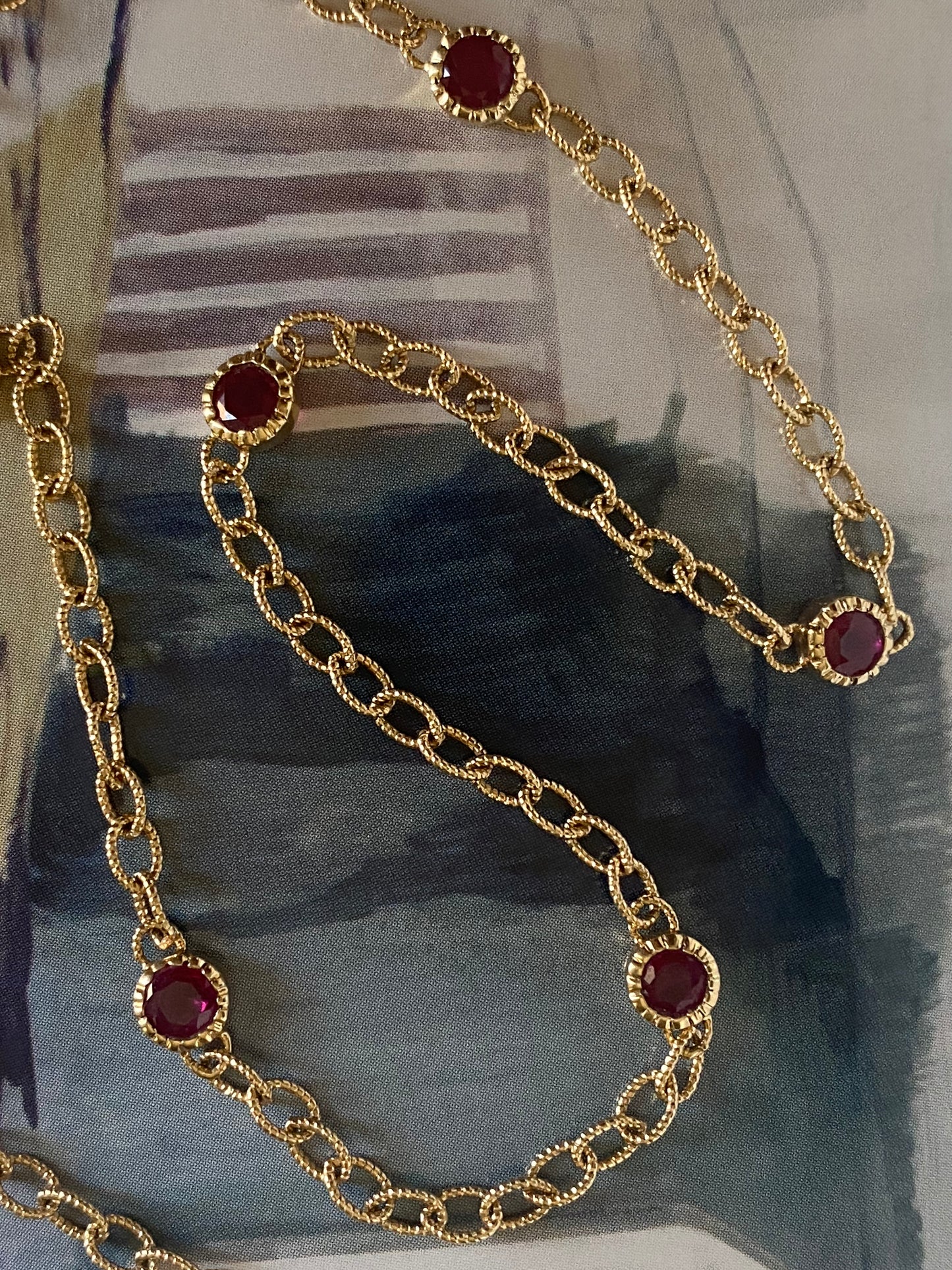 14k Ruby Station Necklace