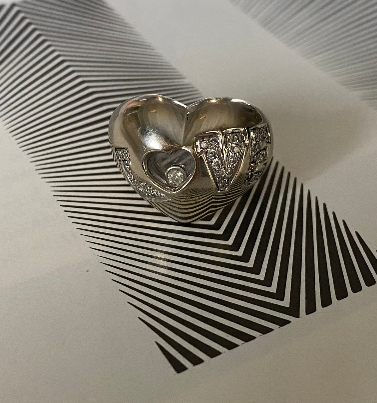 Floating Diamond LOVE Ring