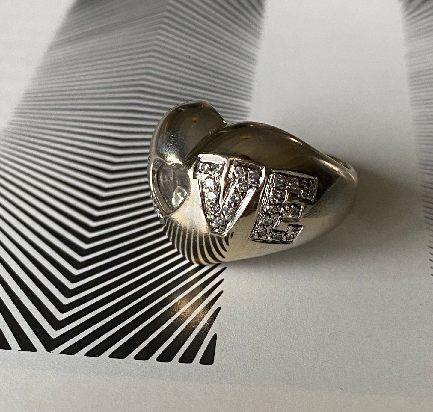 Floating Diamond LOVE Ring