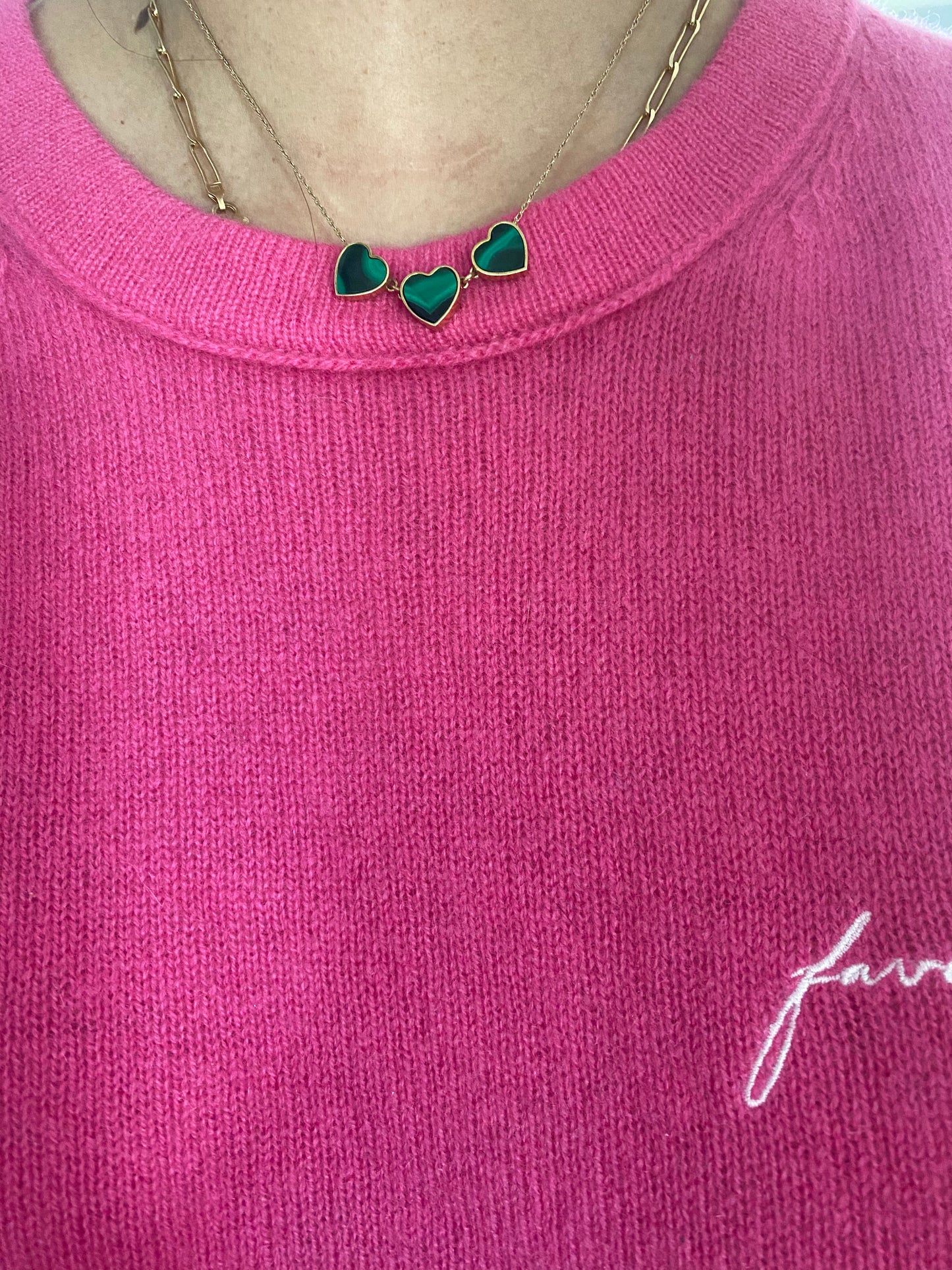 14k Malachite Hearts Necklace