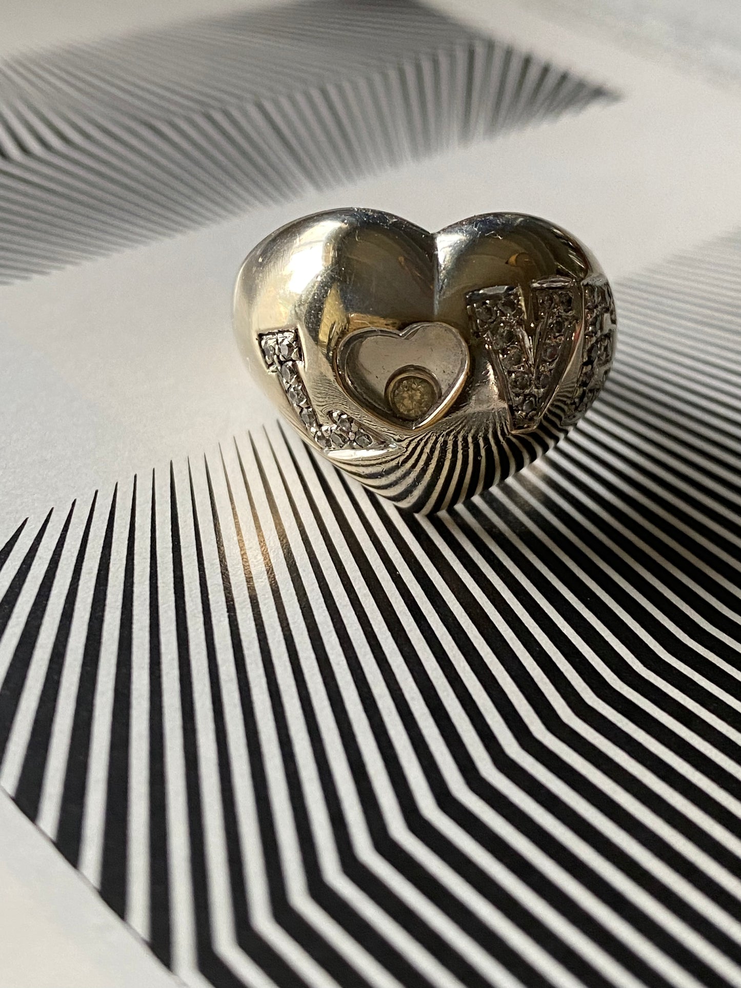 Floating Diamond LOVE Ring