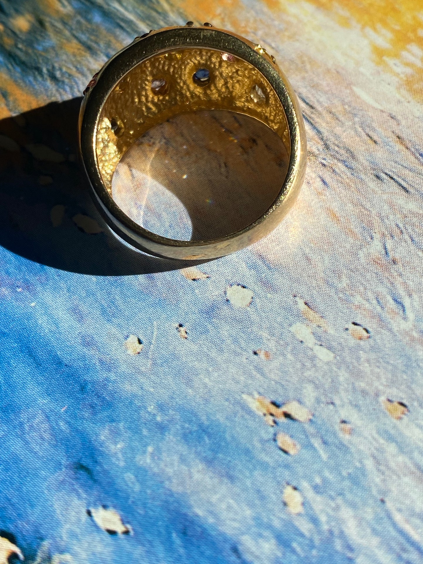 14k Multi-color Sapphire Dome Ring