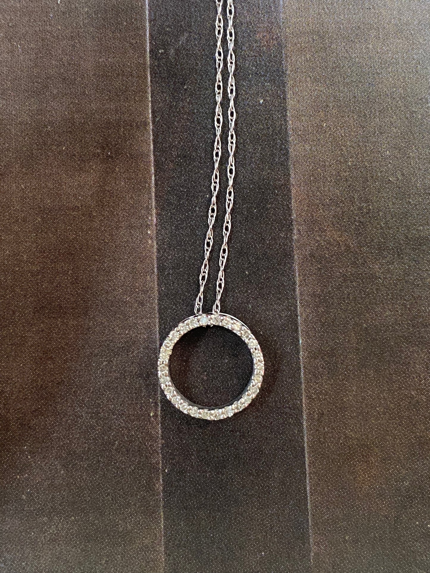 14k WG Circular Diamond Necklace