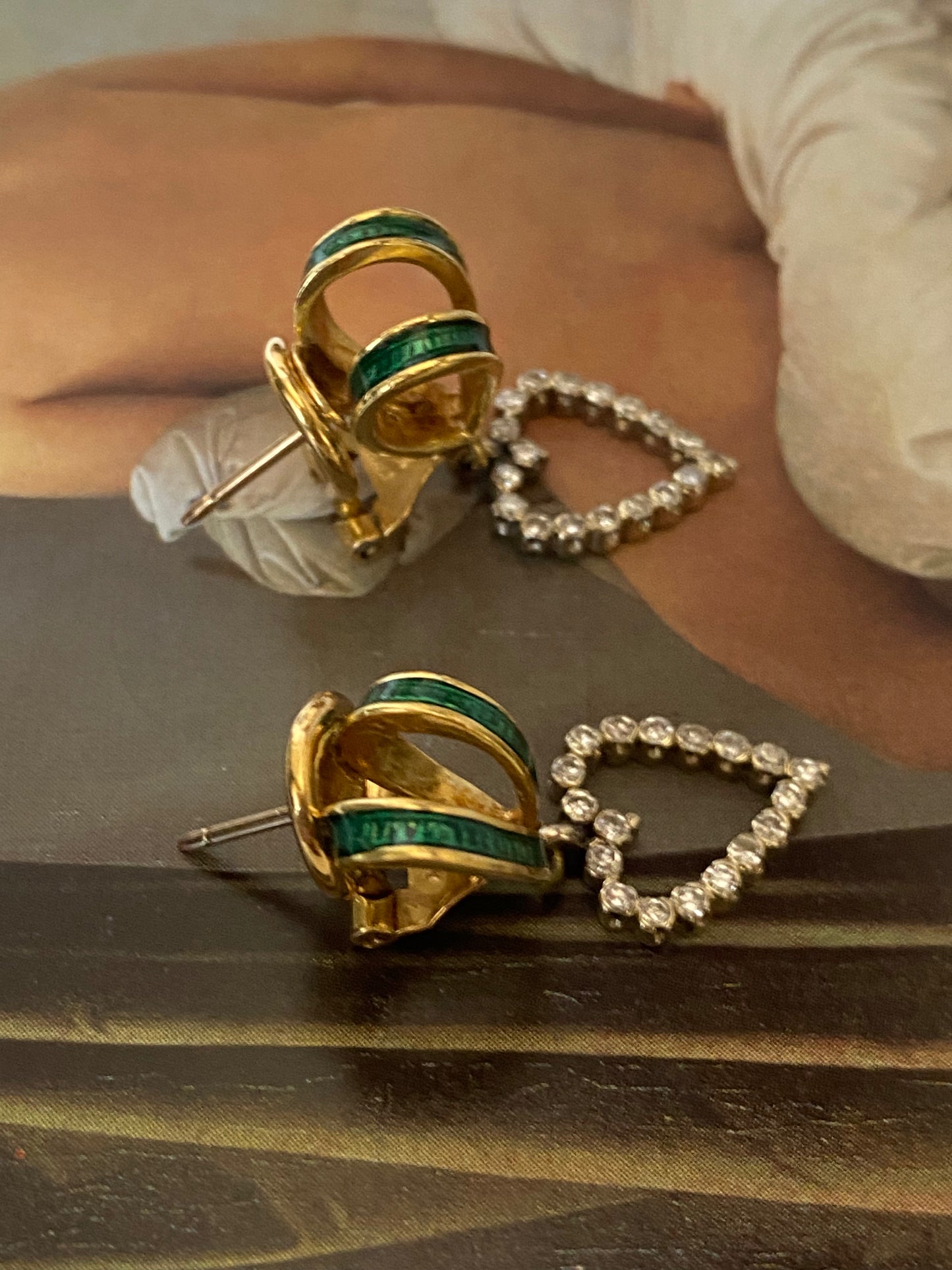 Diamond Heart Dangle Earrings