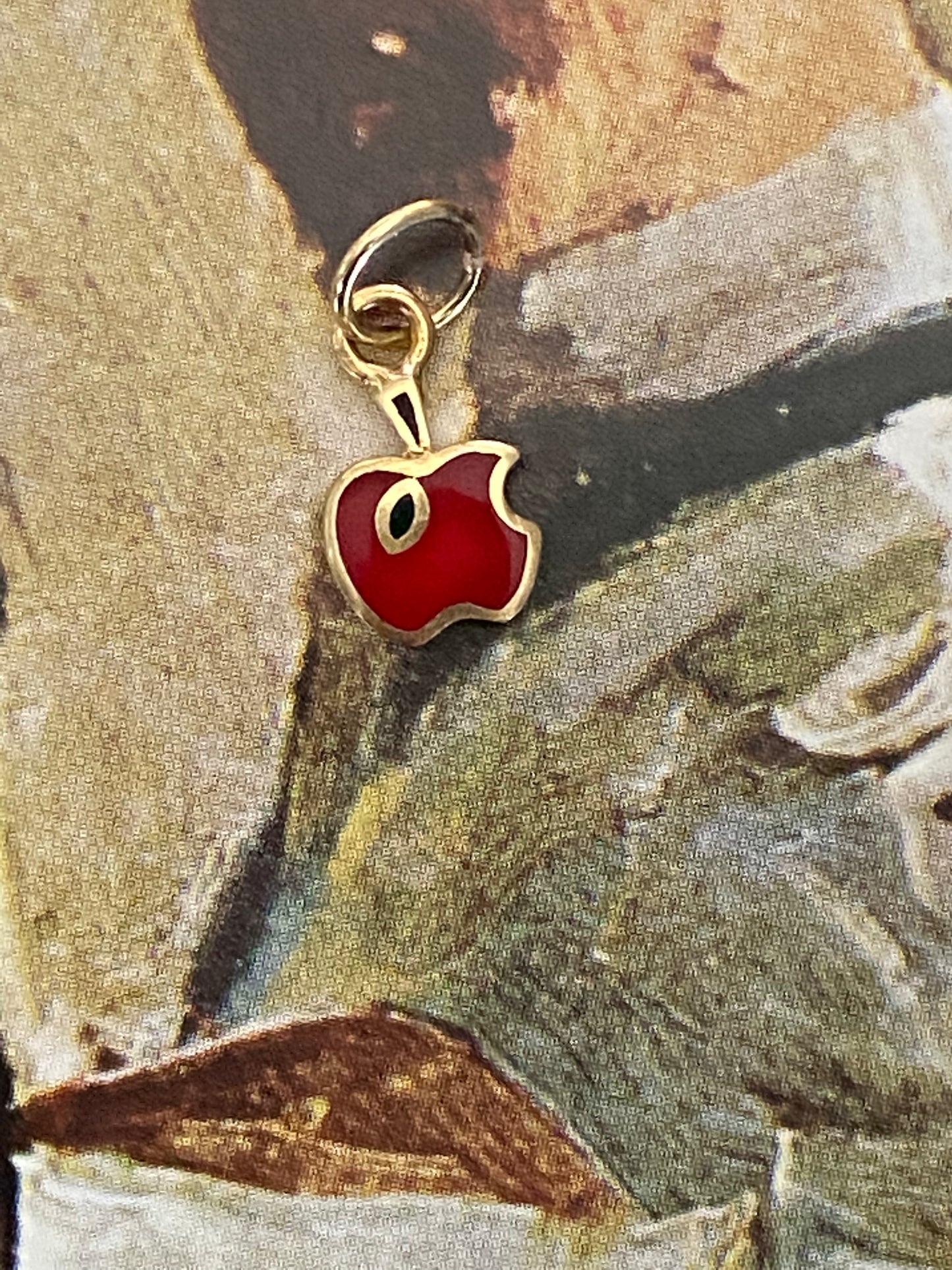 14k Apple Enamel Charm