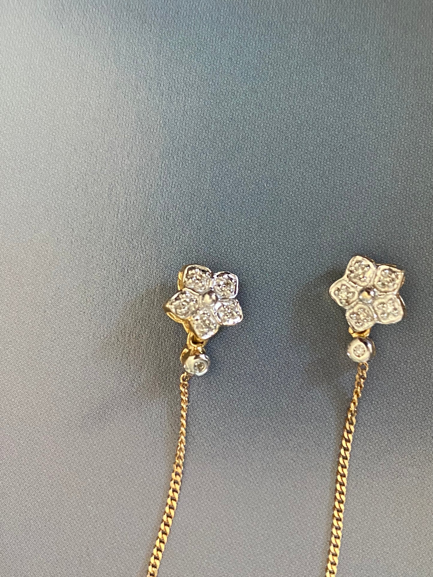 14k Diamond Flower Threaders