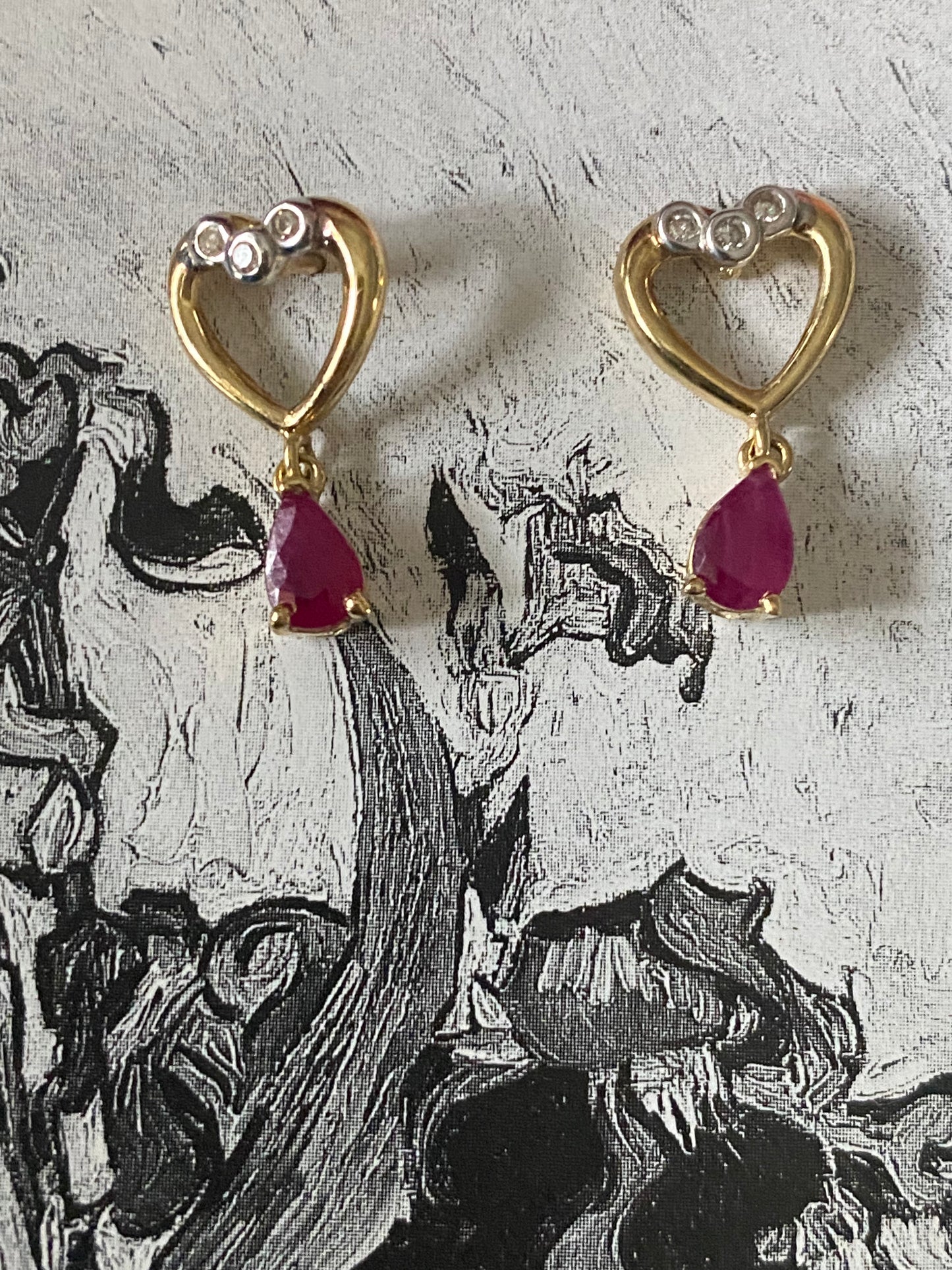 Ruby Heart Dangles