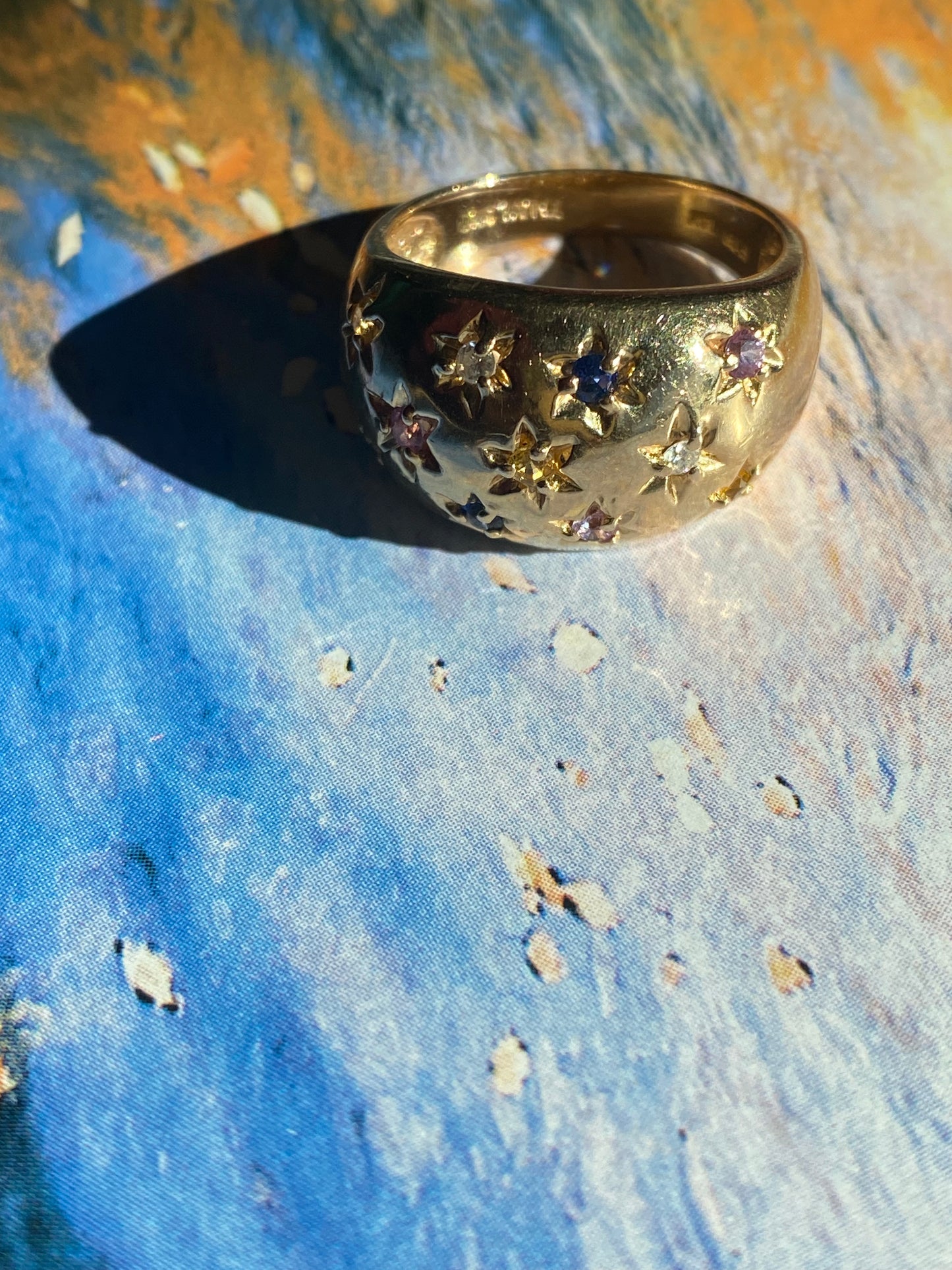 14k Multi-color Sapphire Dome Ring
