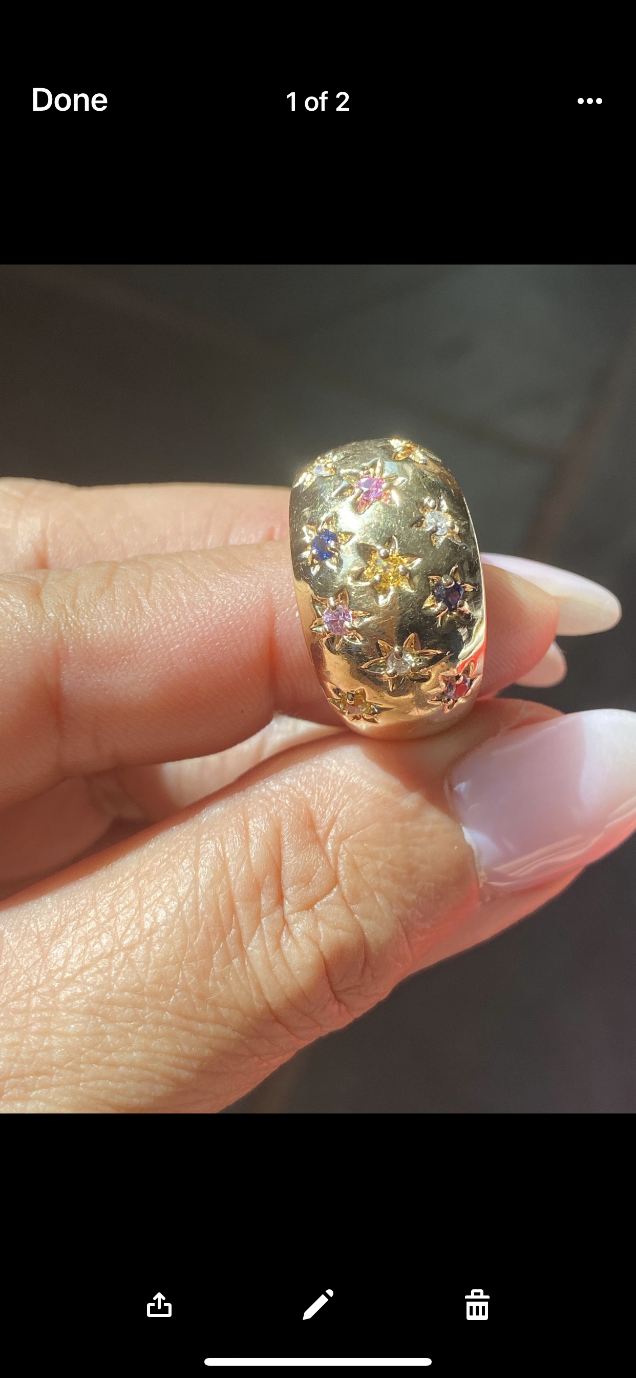 14k Multi-color Sapphire Dome Ring