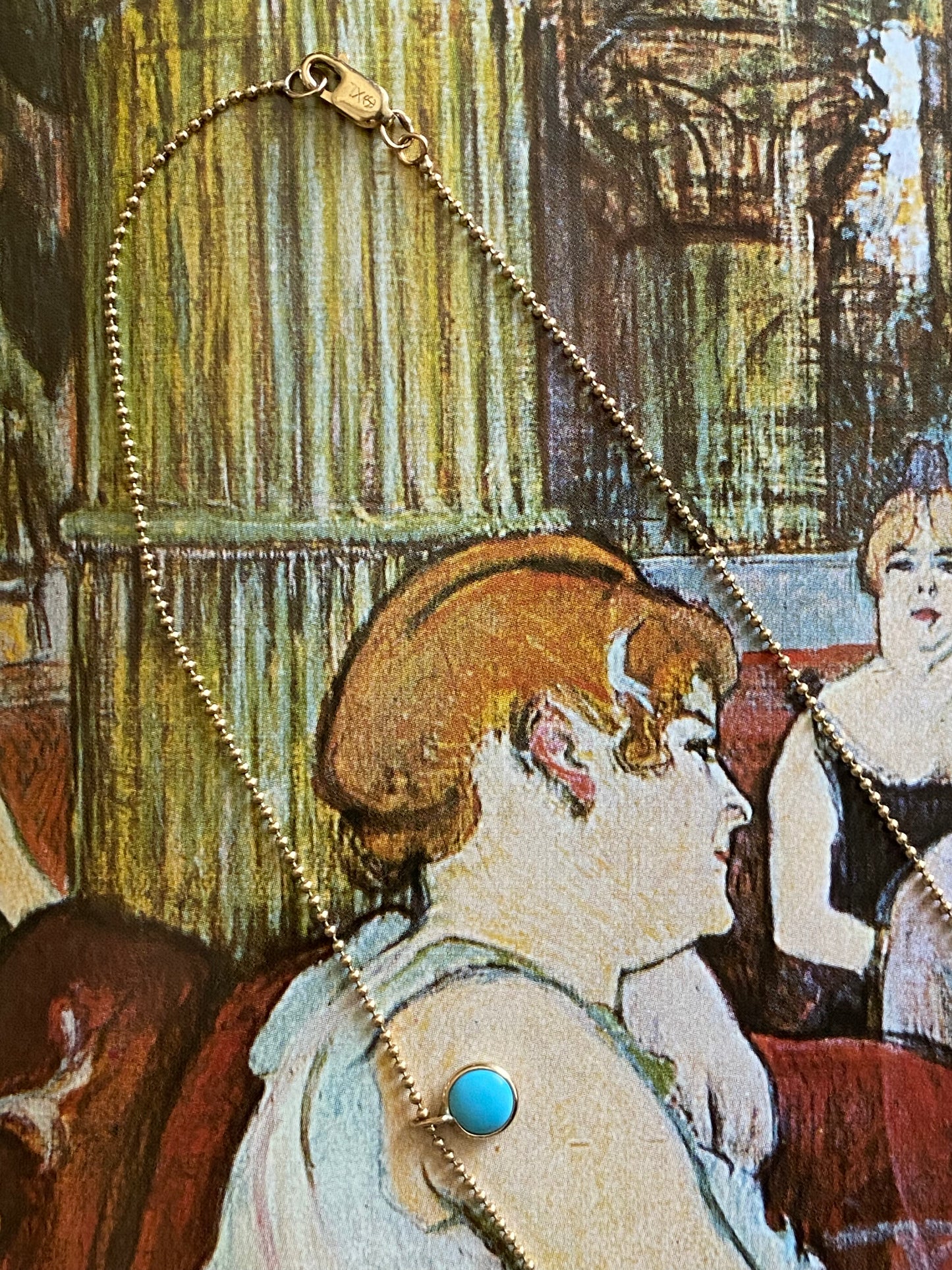 14k Dangling Turquoise Necklace