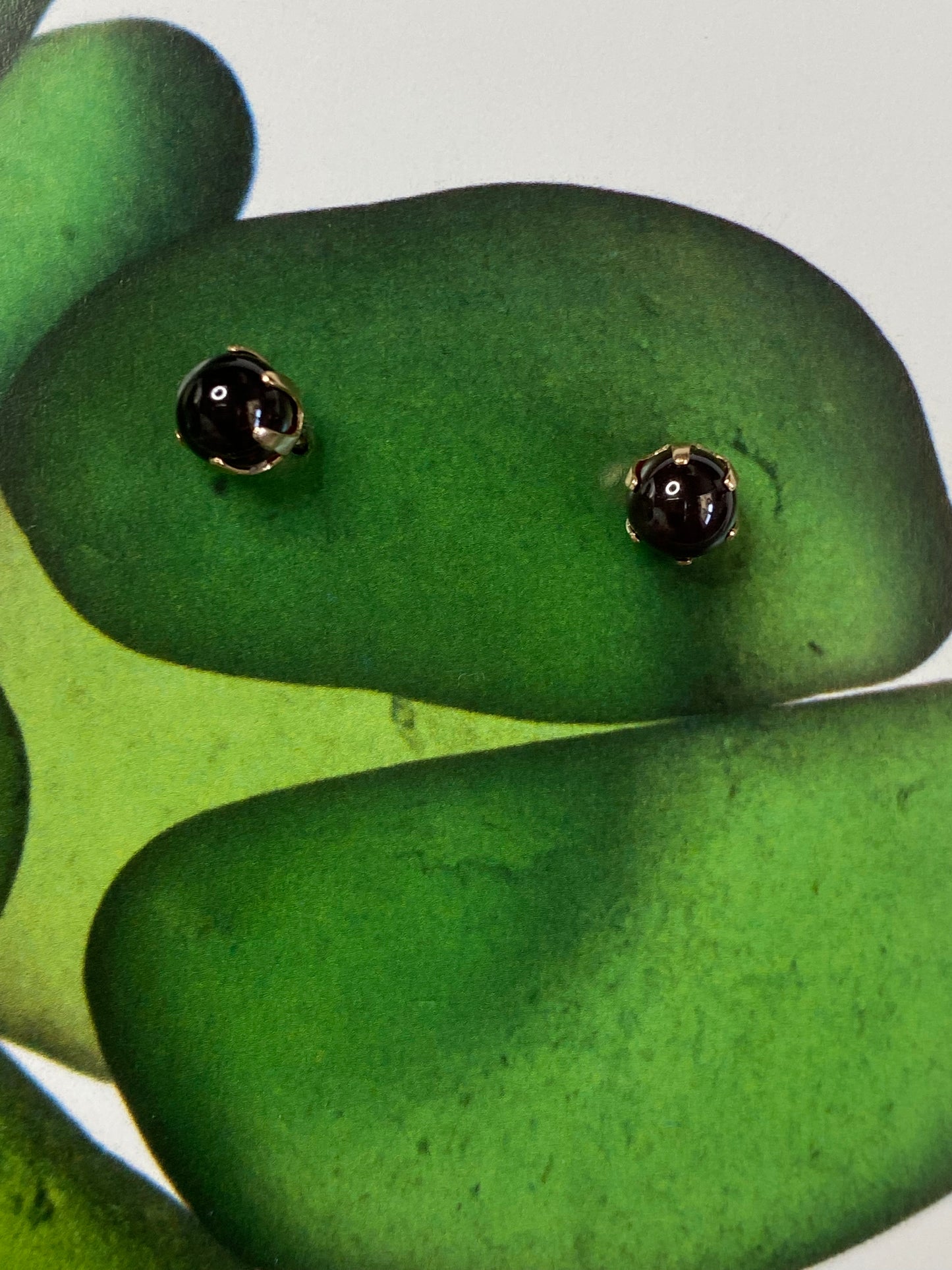 14k Garnet Cabochon Studs