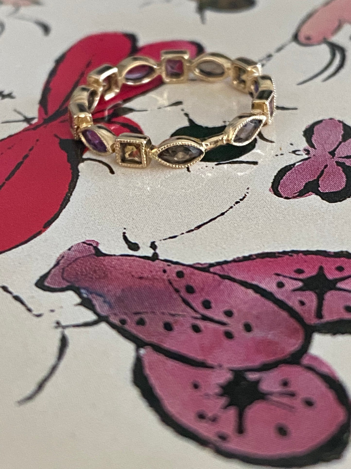 14k Gemstone Stacking Band