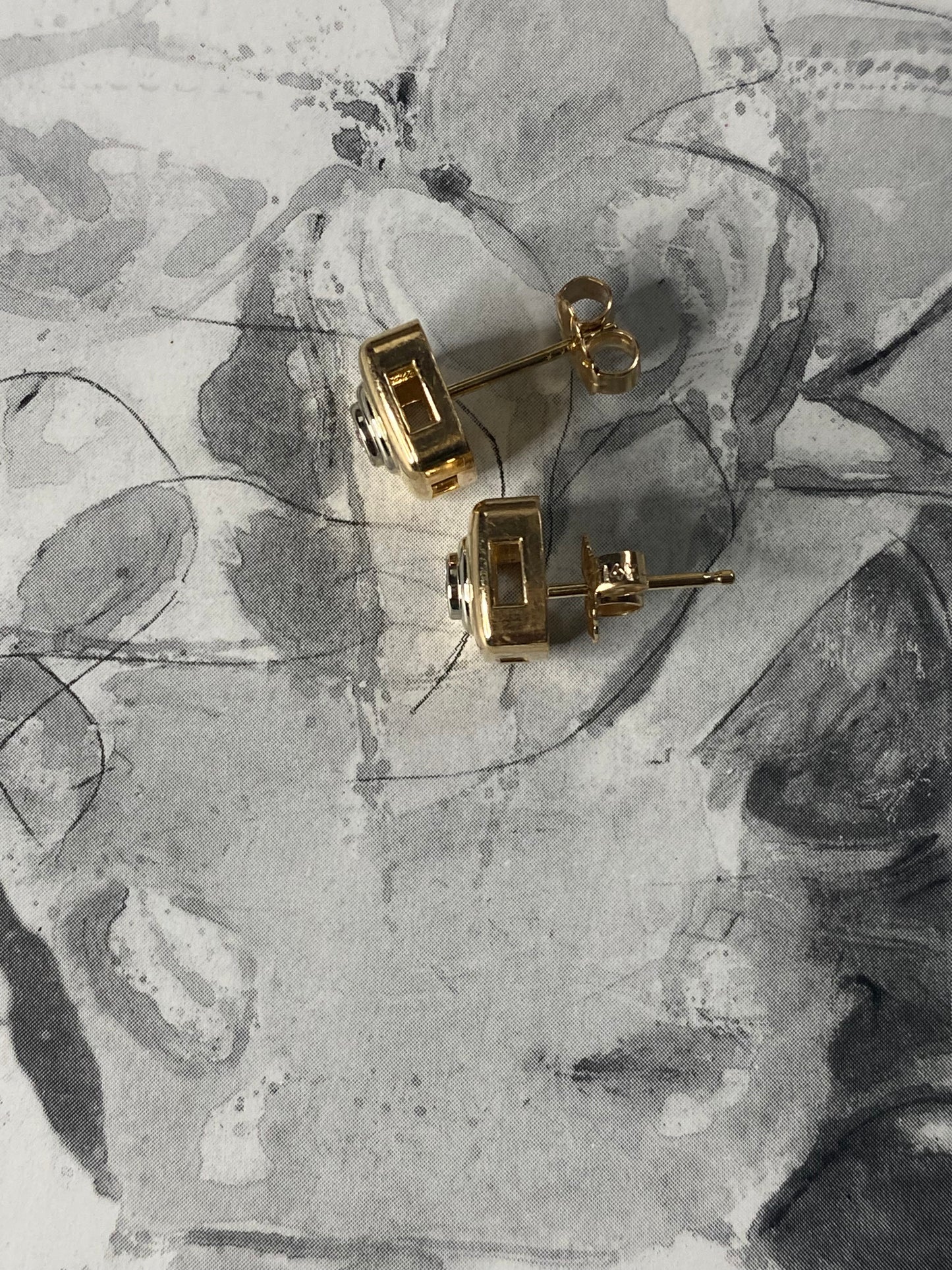 14k Square Diamond Studs