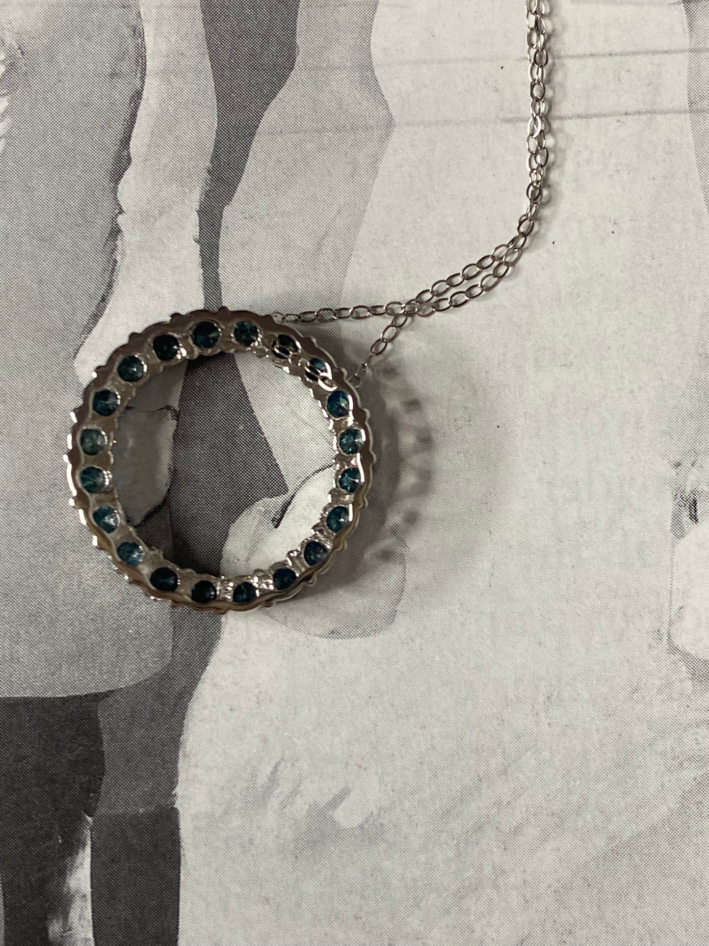 10k WG Blue Diamond Circle on Chain