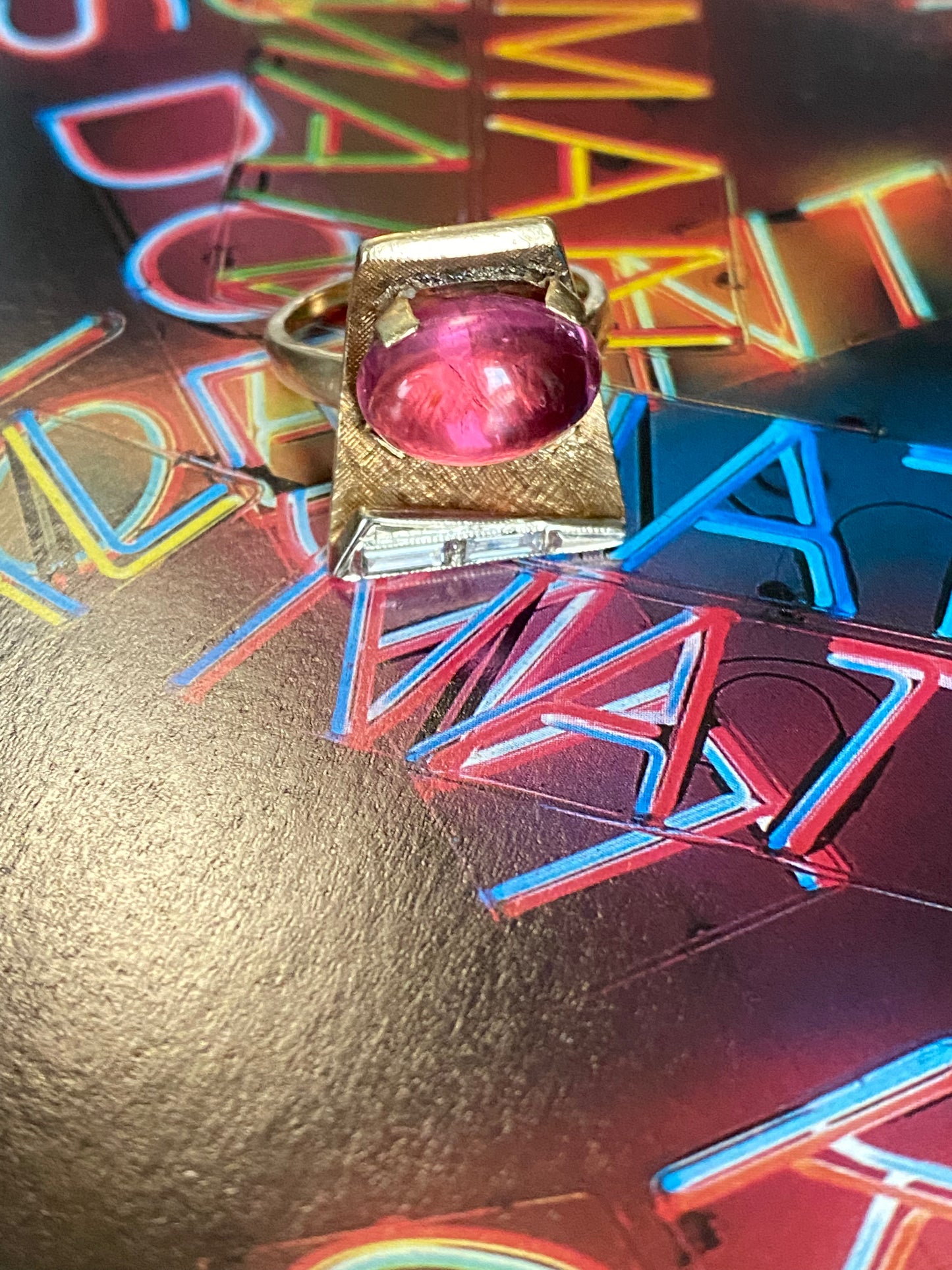 Pink Tourmaline Cabochon Ring