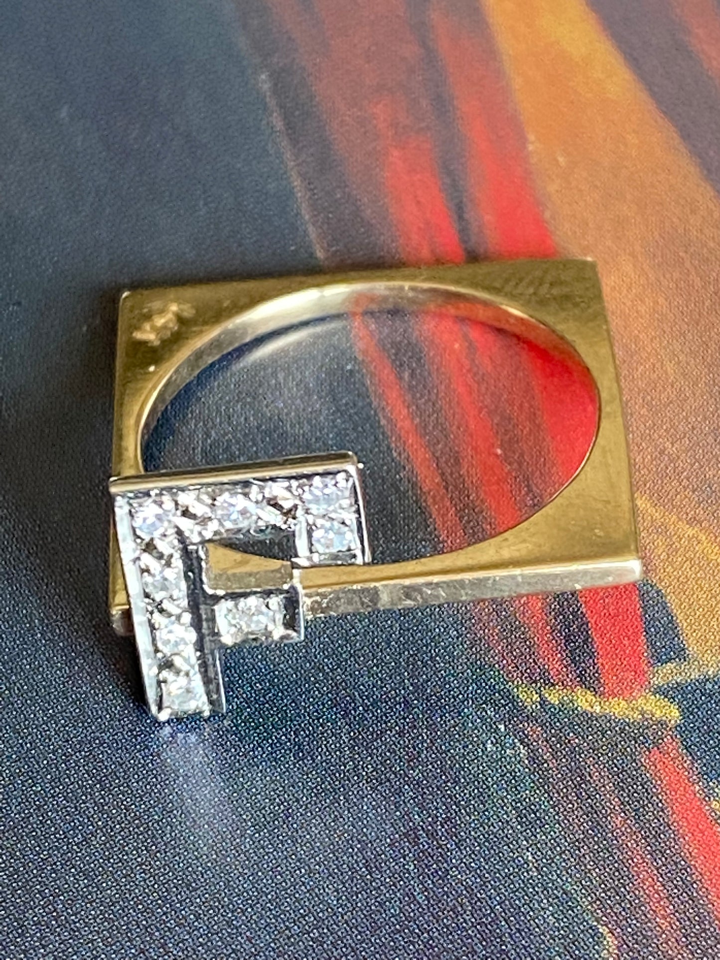 14k Square Initial Rings