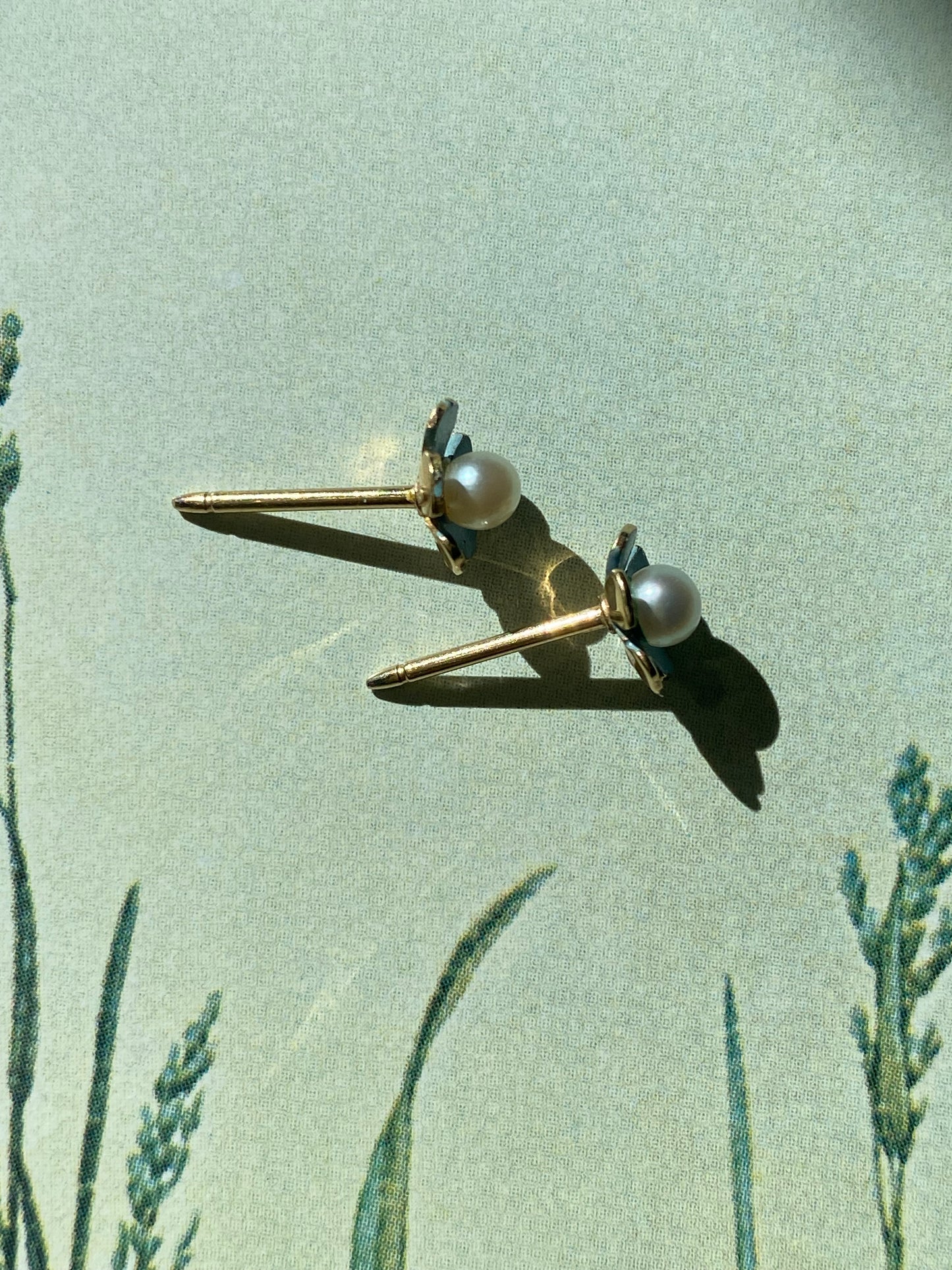 14k Enamel Flower Earrings