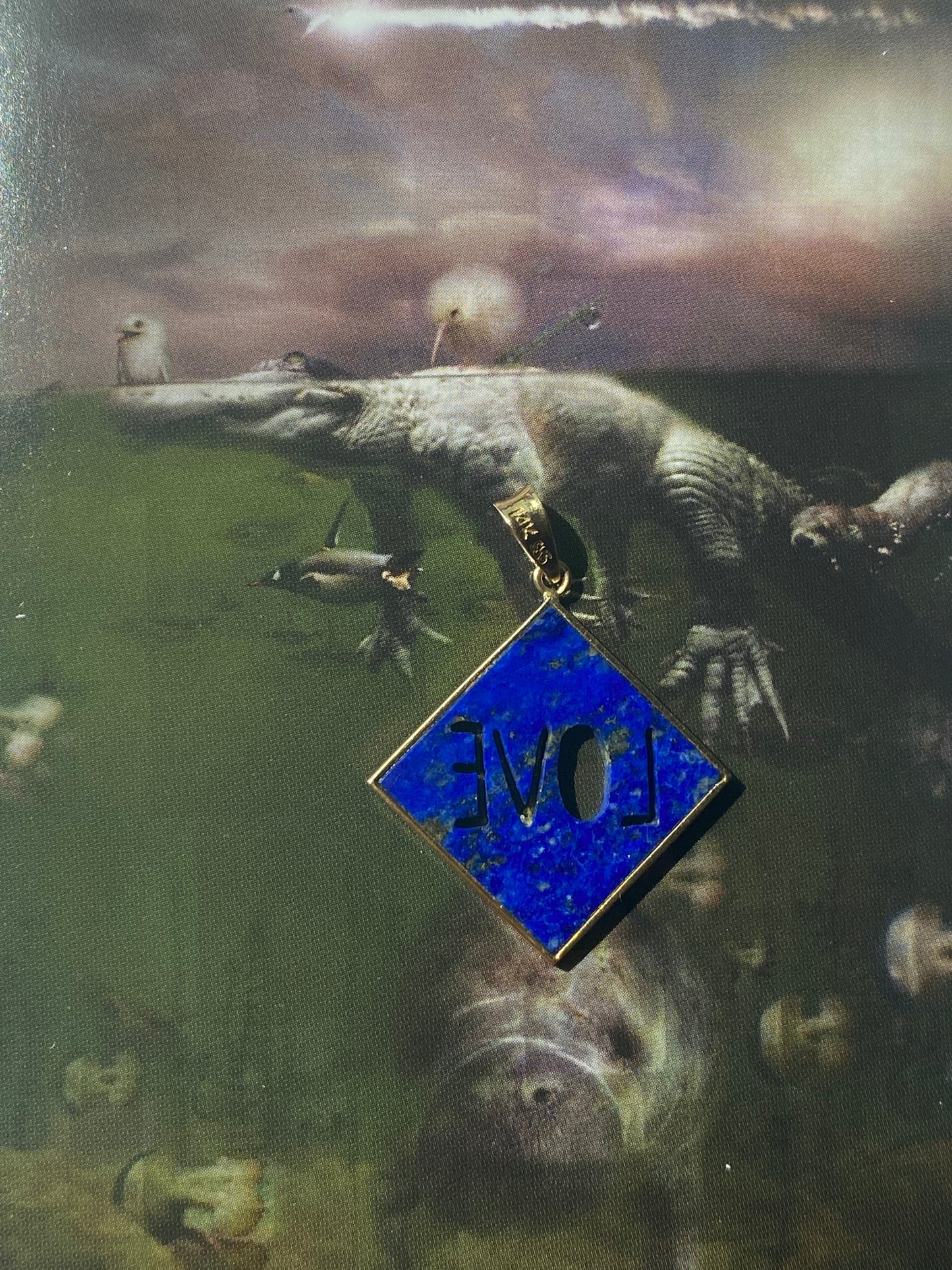 14k Lapis Lazuli LOVE Pendant