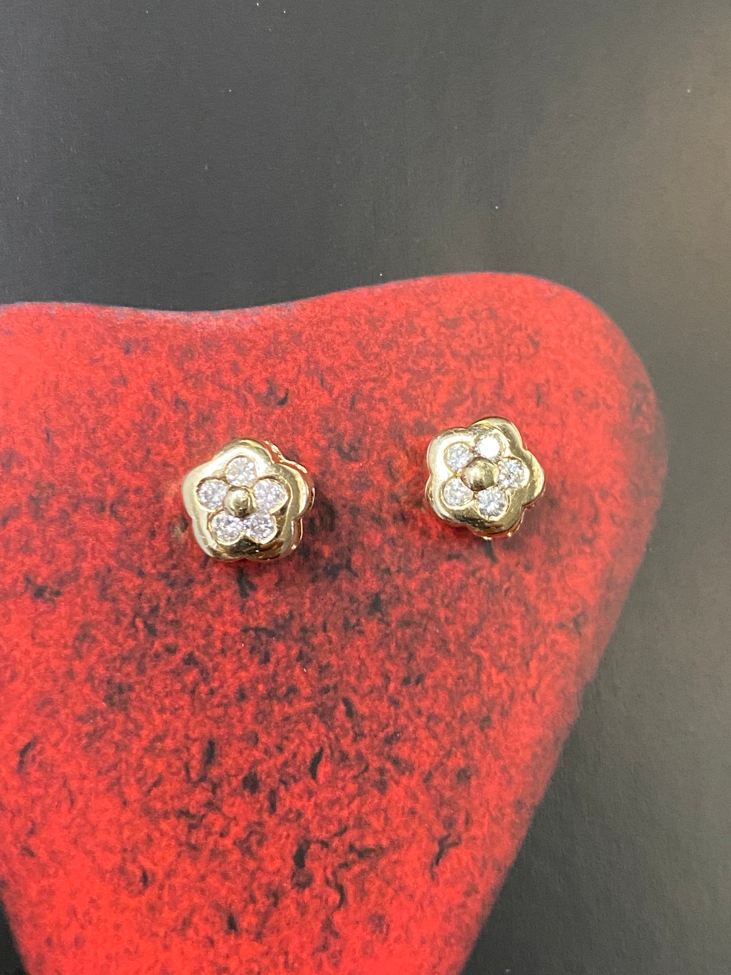 14k Diamond Flower Earrings