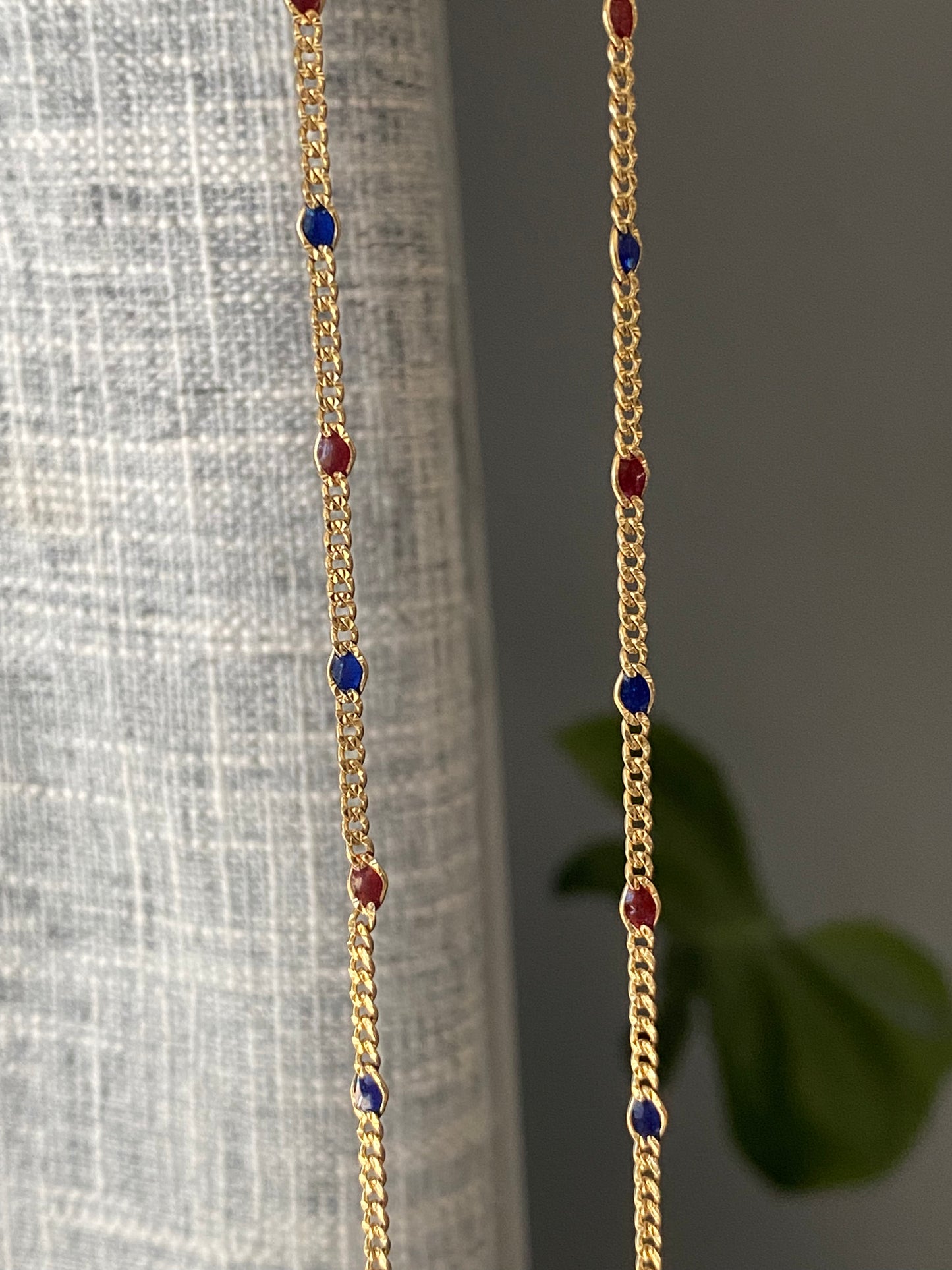 14k Glass Station Curb Chain
