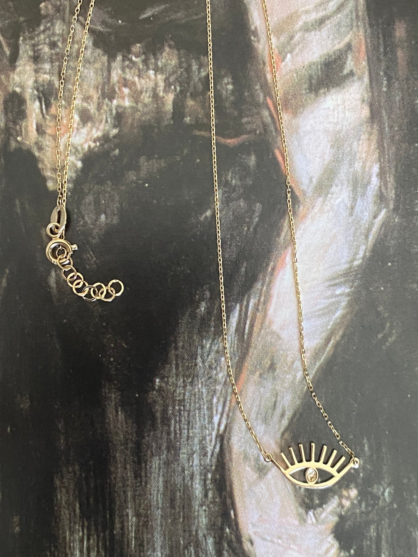 14k Dainty Eye on a Chain