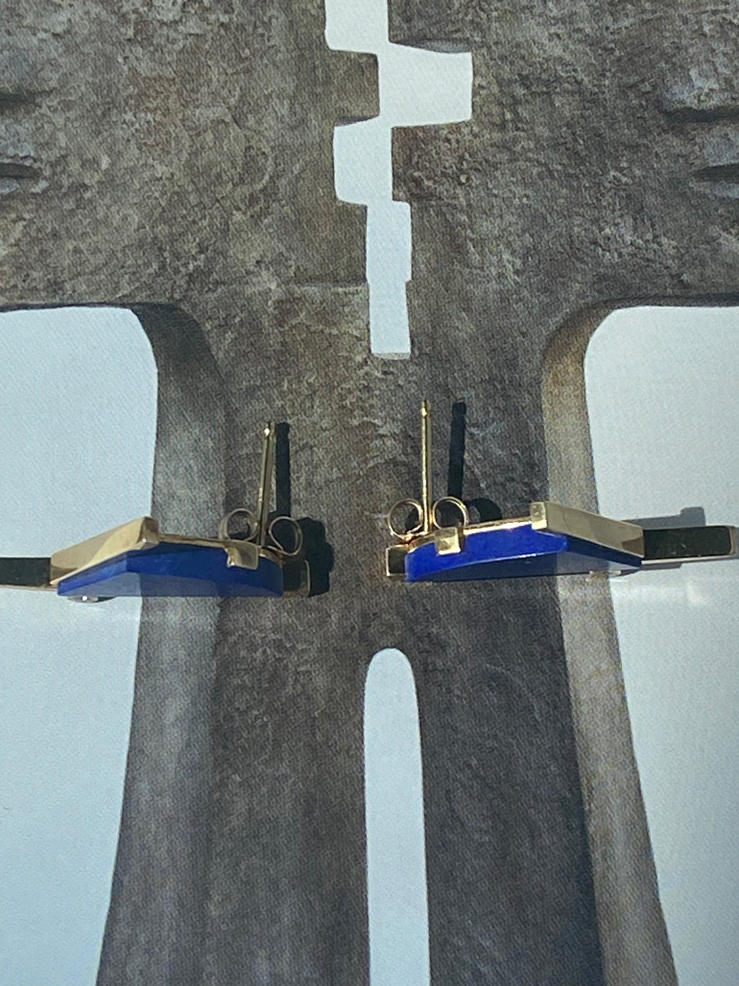 Lapis Lazuli Modernist Earrings