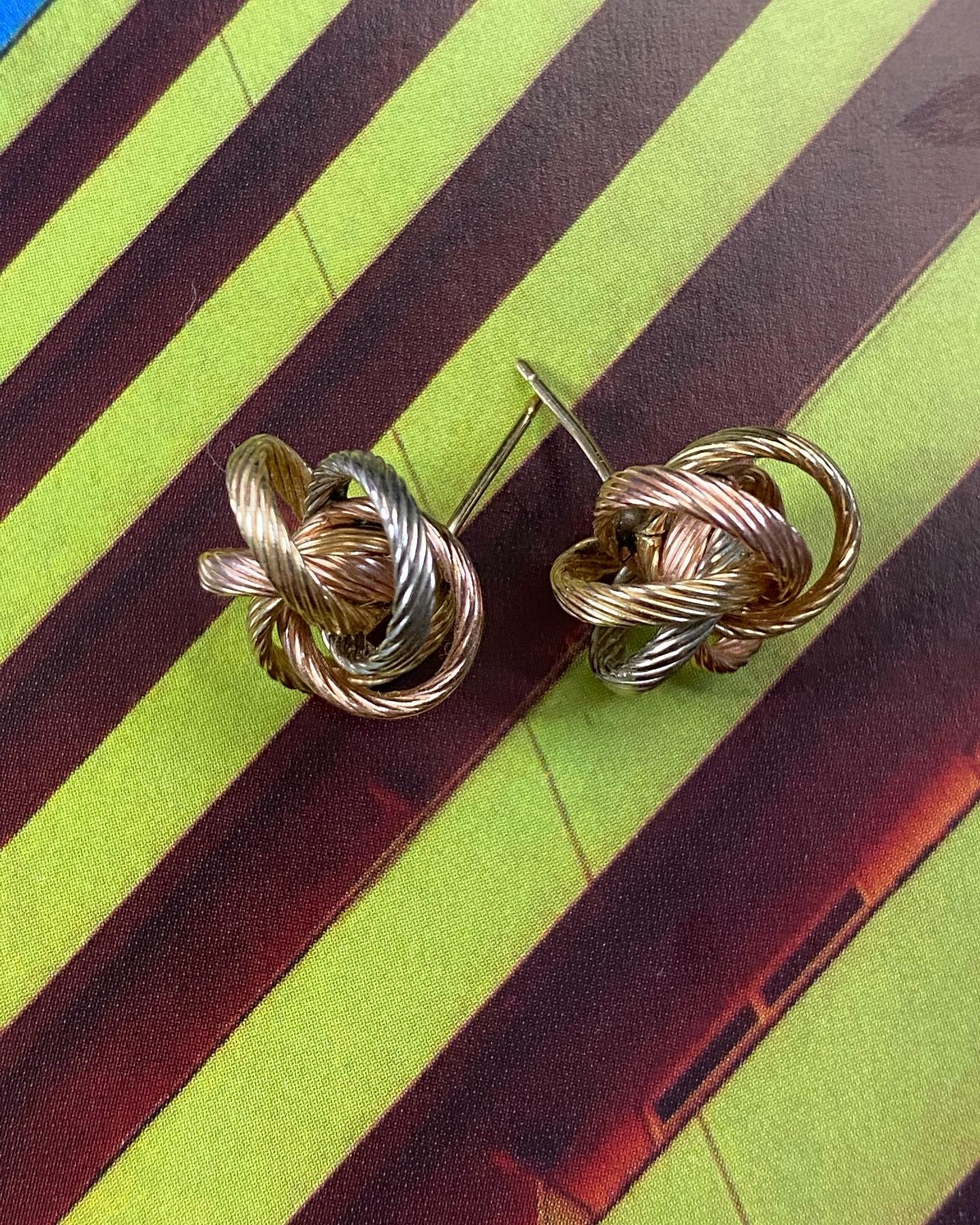 14k Tricolor Love Knot Earrings