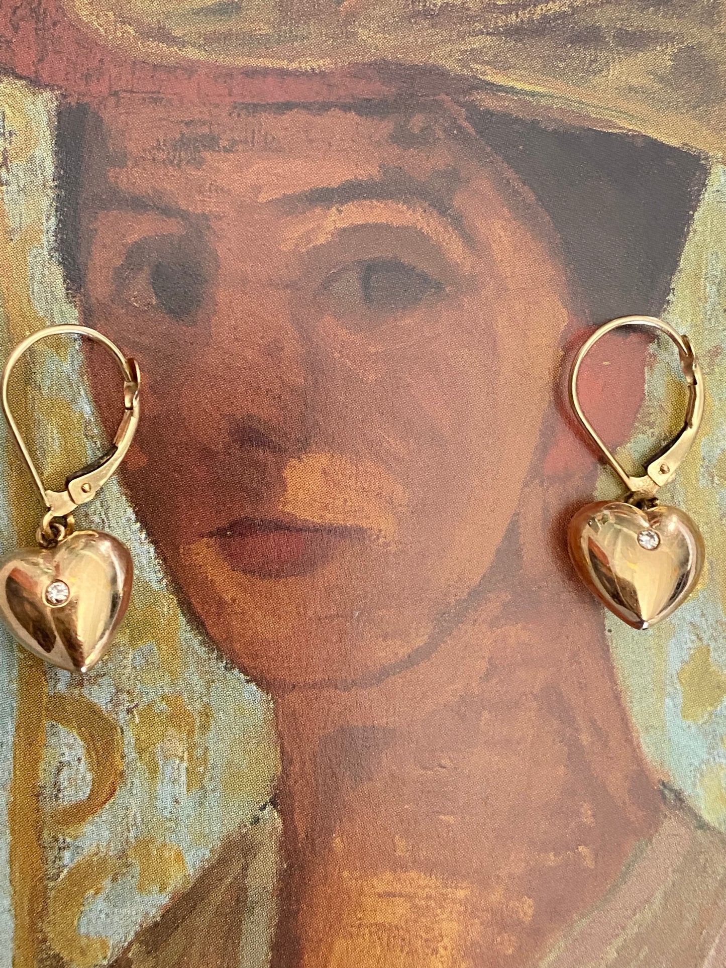 Diamond Puffy Heart Dangles