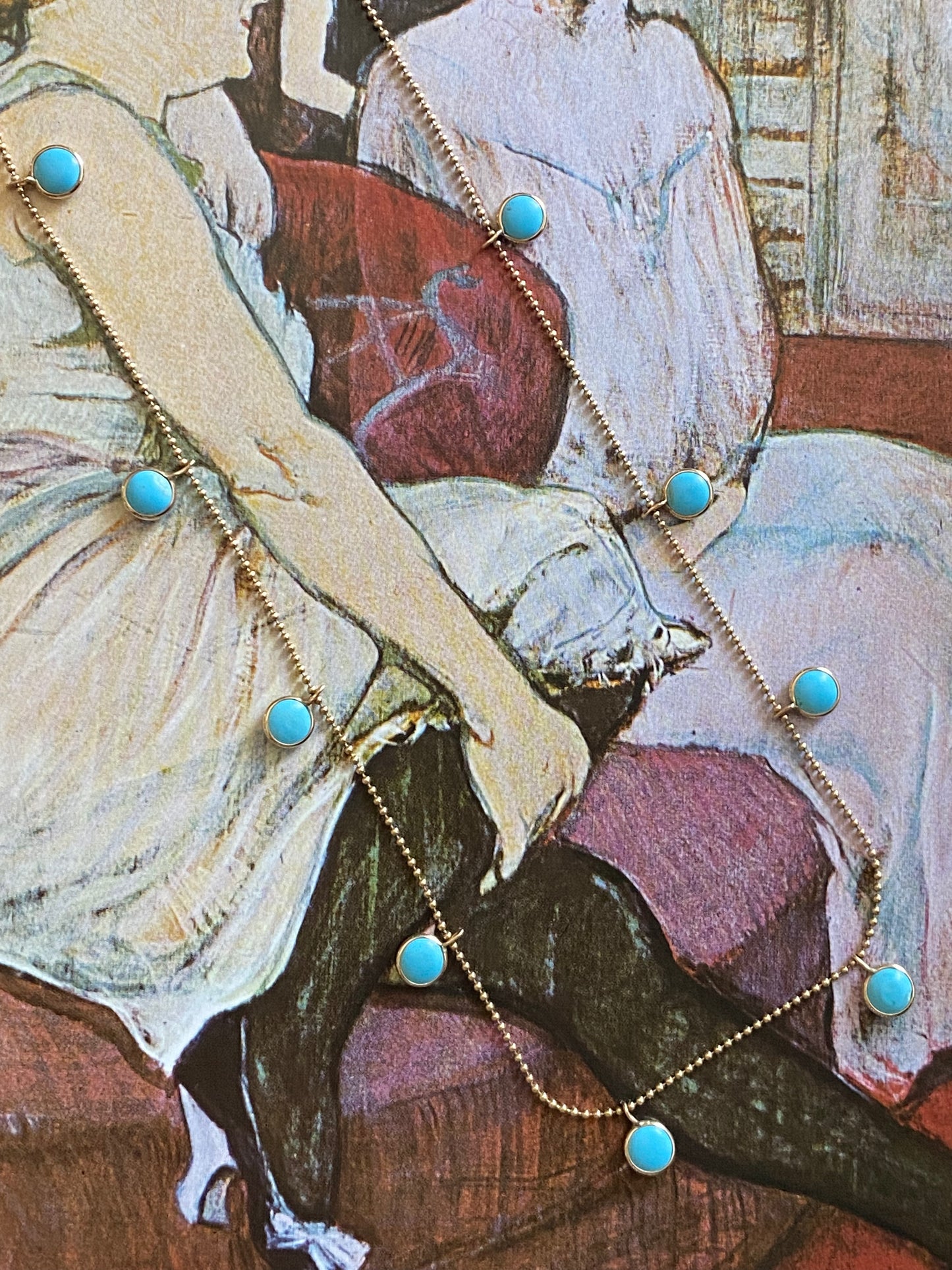 14k Dangling Turquoise Necklace