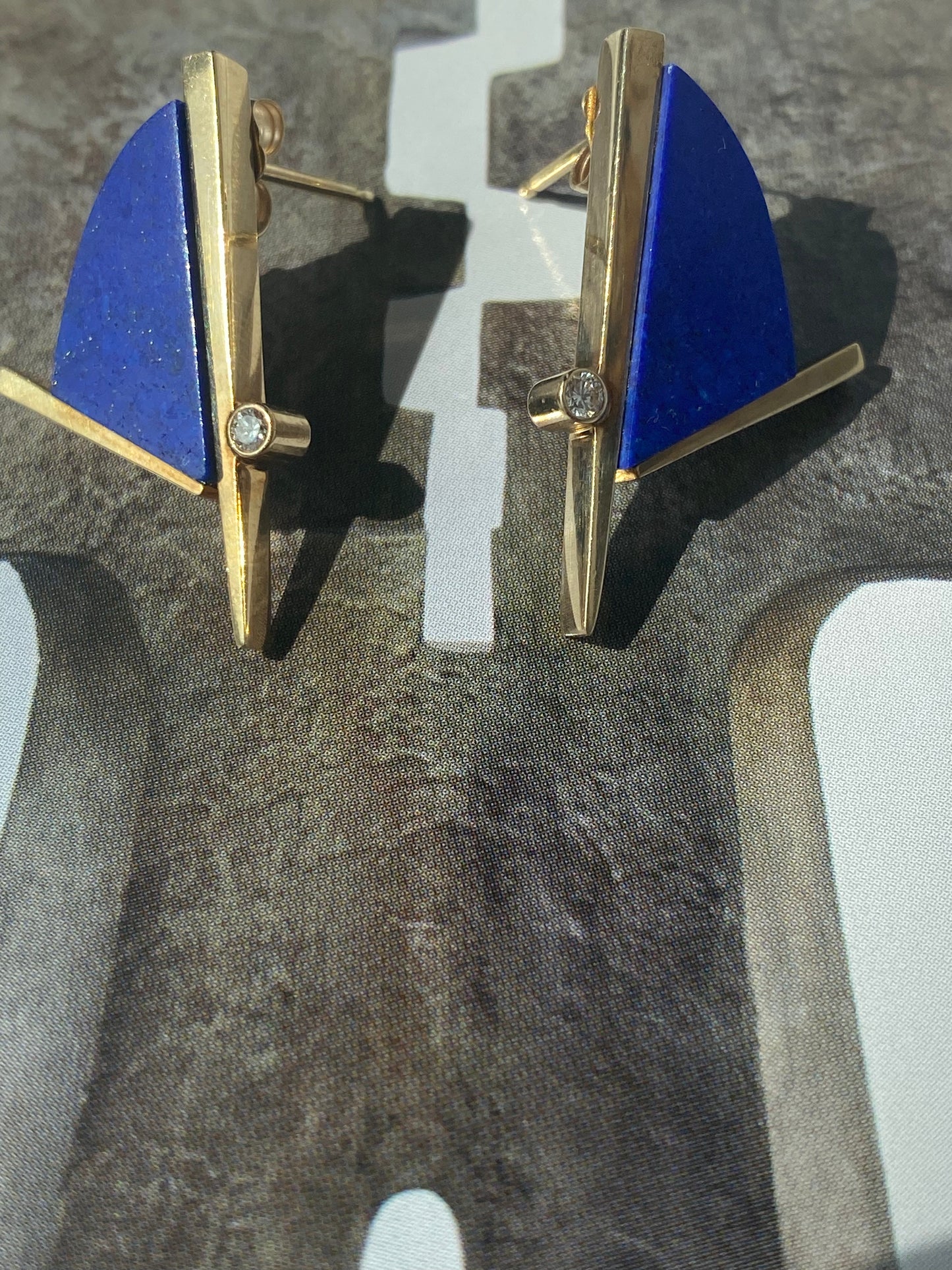 Lapis Lazuli Modernist Earrings