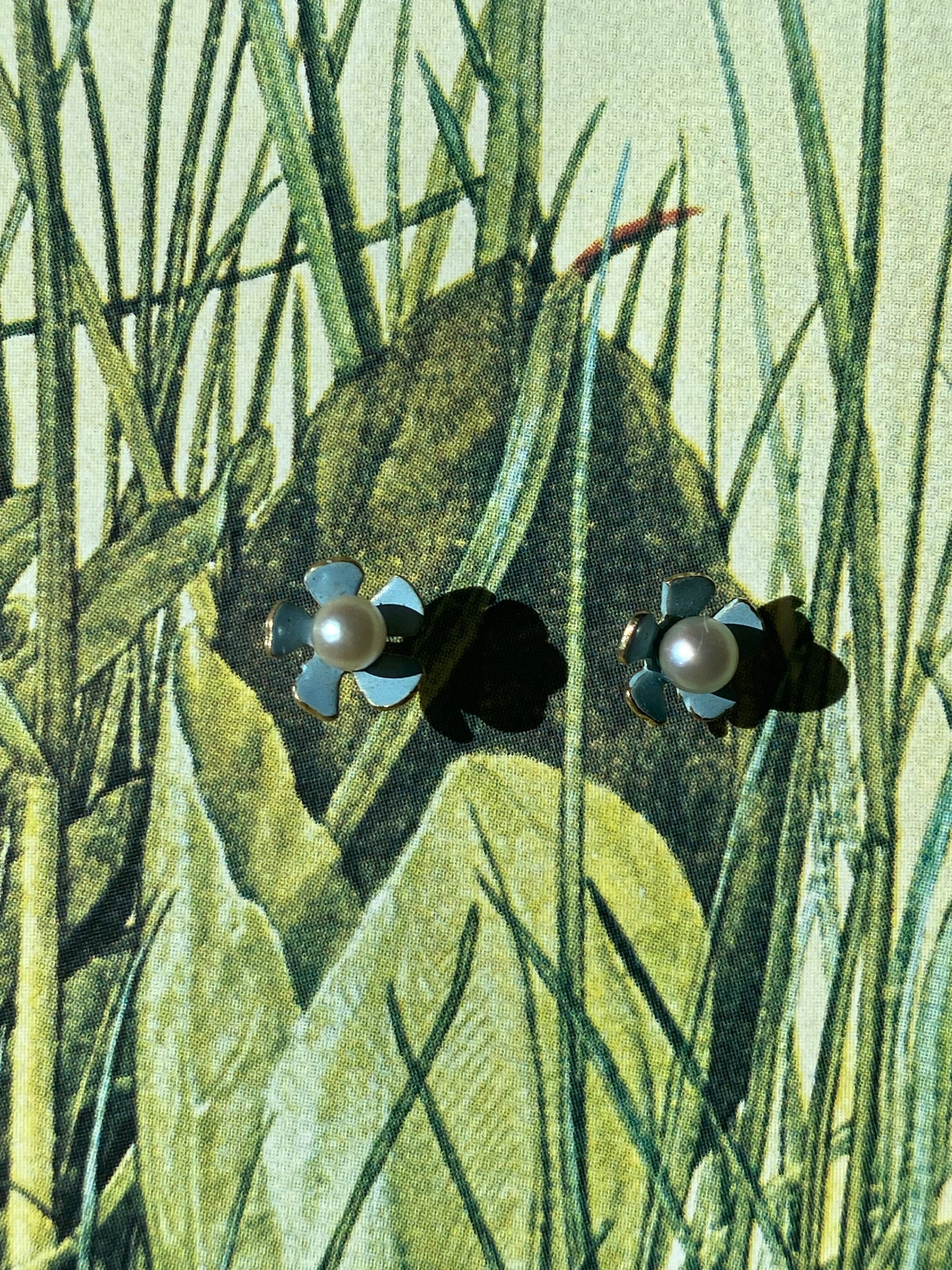 14k Enamel Flower Earrings