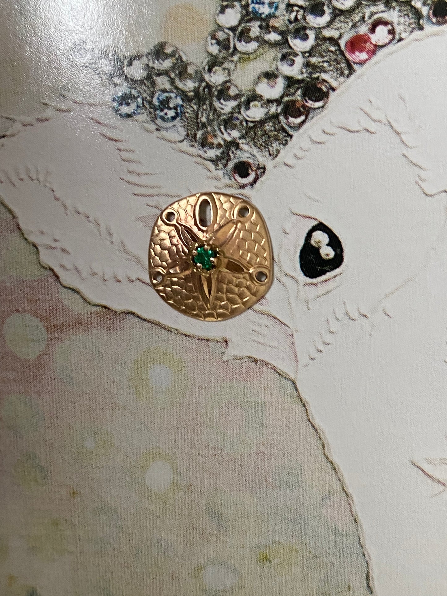 14k RG Emerald Sand Dollar Earrings