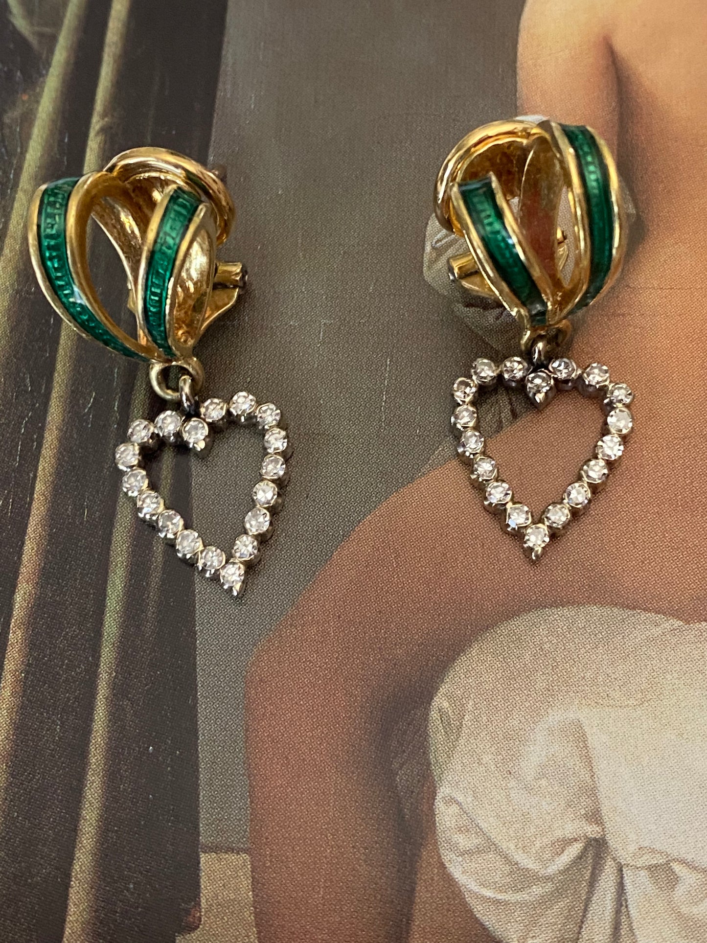 Diamond Heart Dangle Earrings