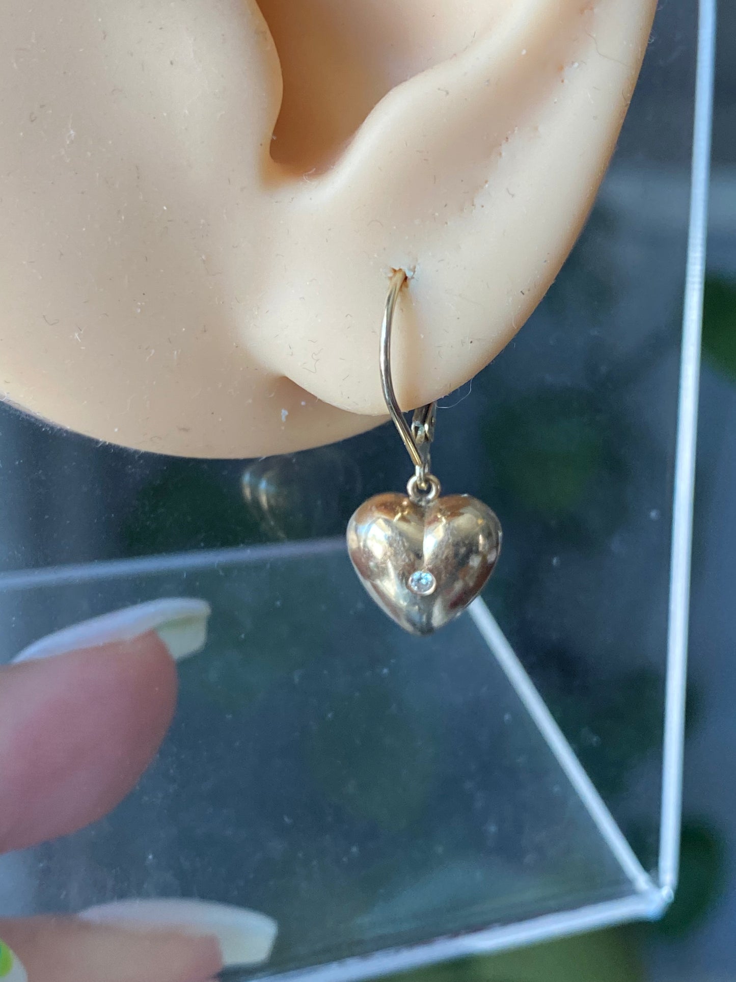 Diamond Puffy Heart Dangles