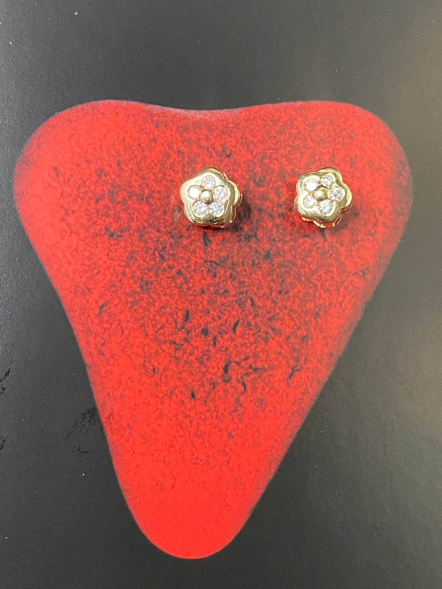 14k Diamond Flower Earrings