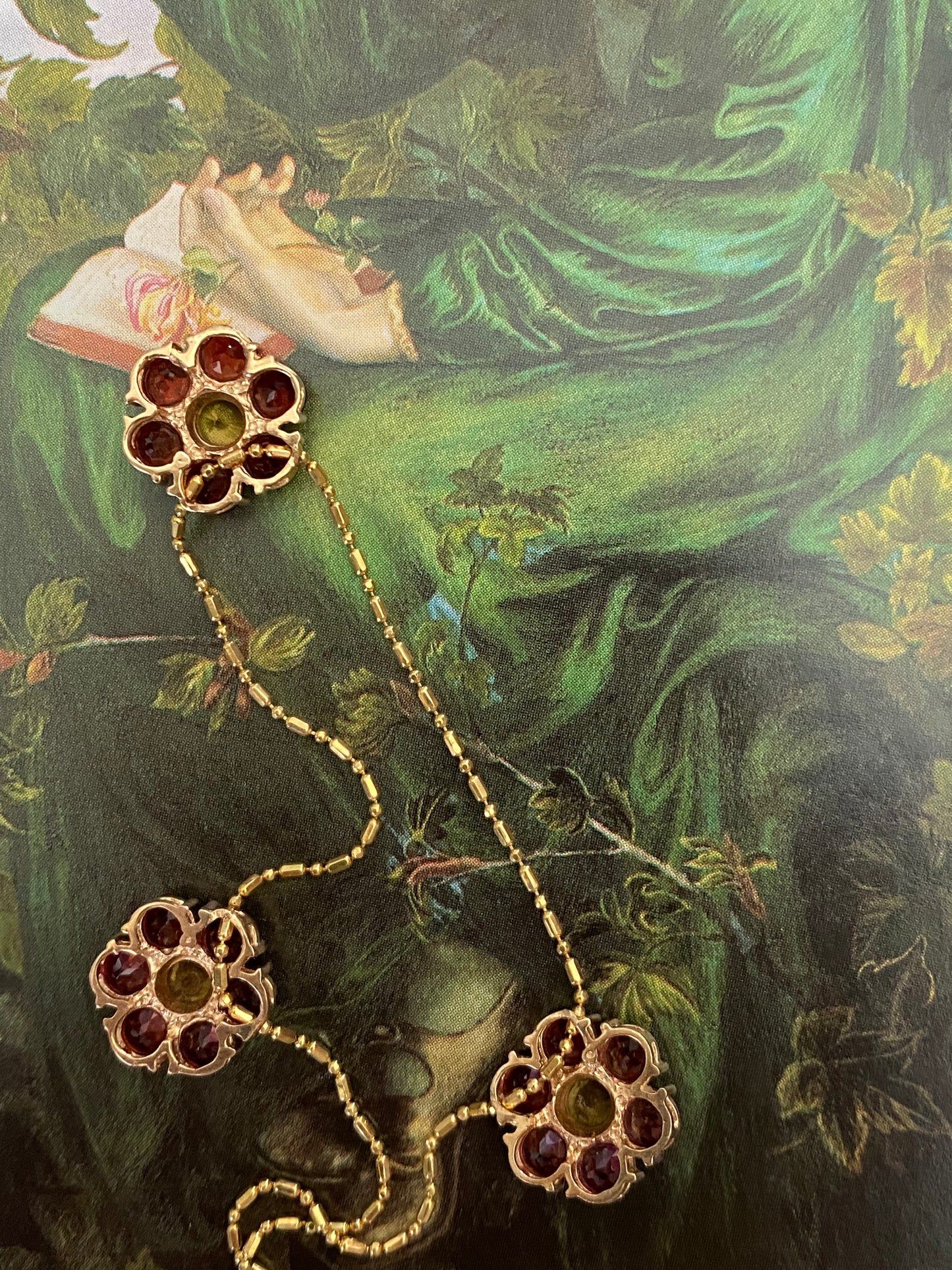 14k Garnet and Citrine Flower Necklace
