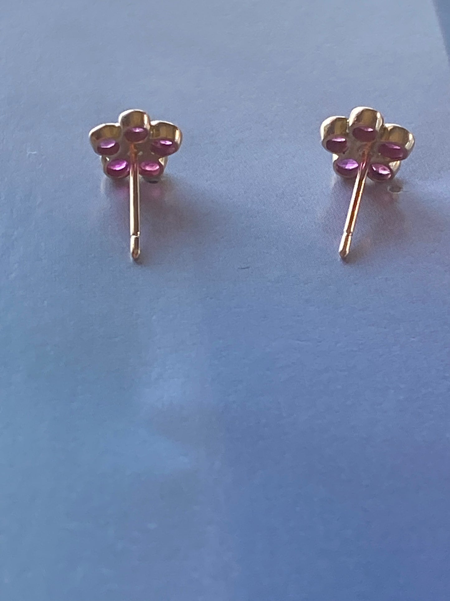 14k Ruby Flower Studs